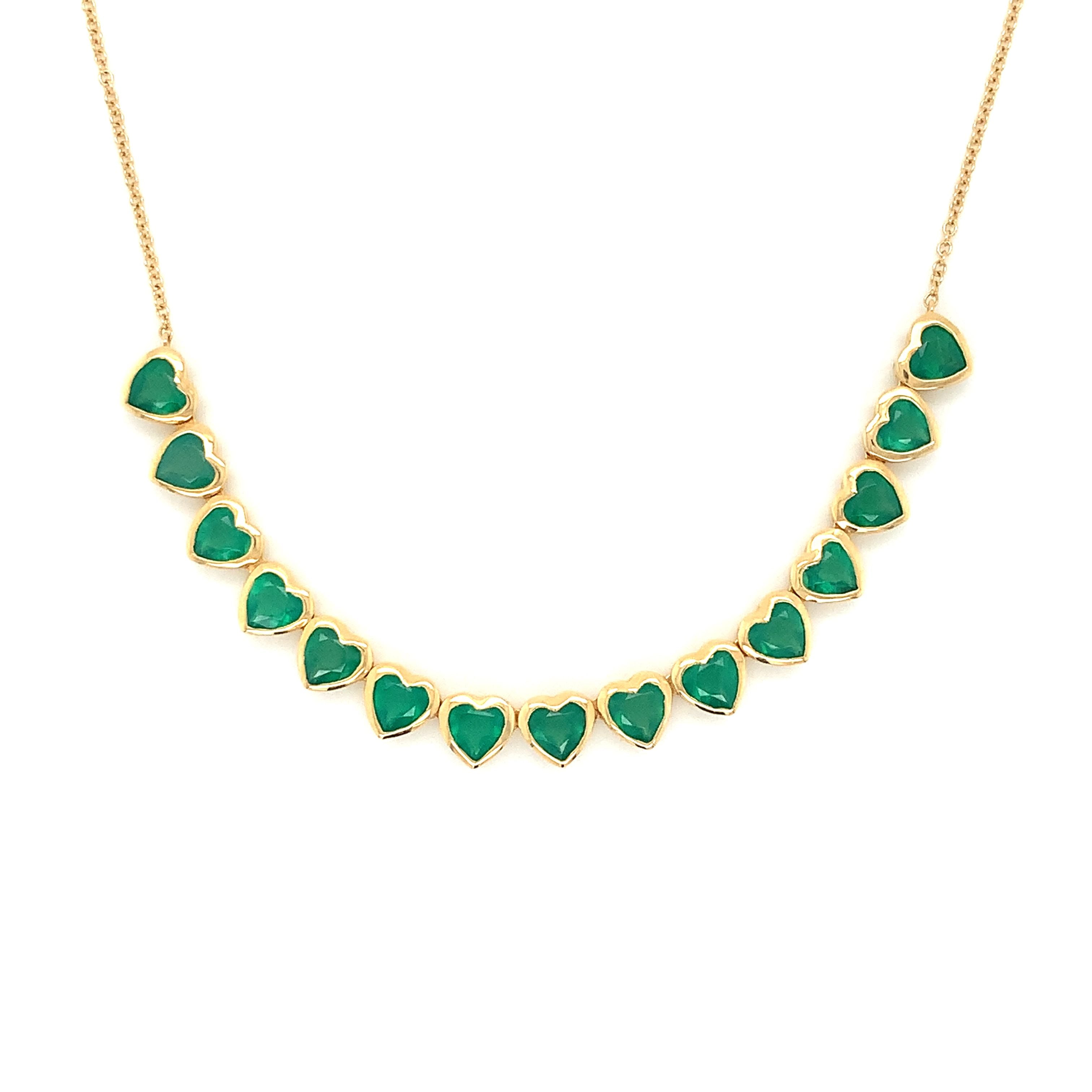 Yellow Gold Pendant Necklace with Emerald Stones