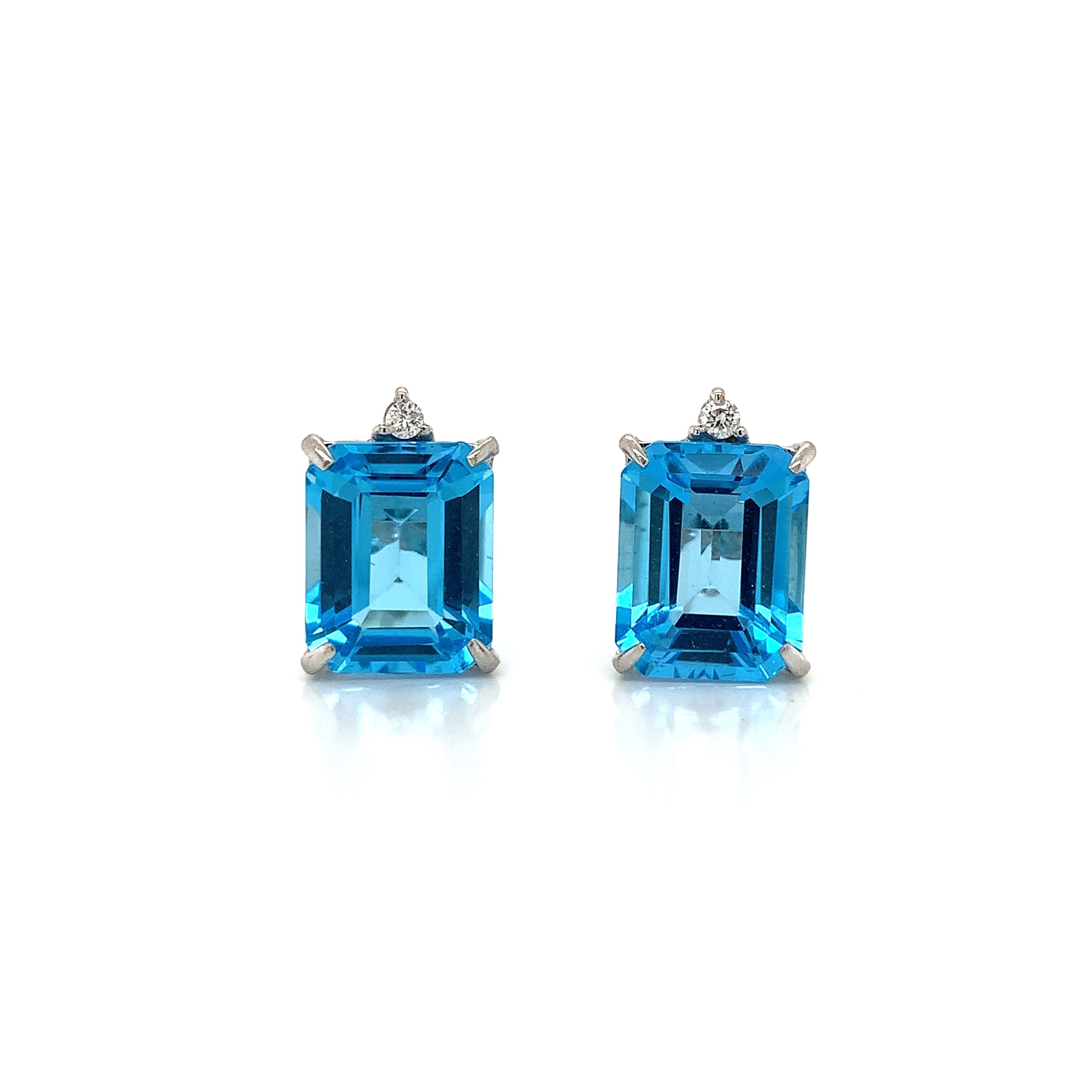 BLUE TOPAZ DIAMOND EARRINGS