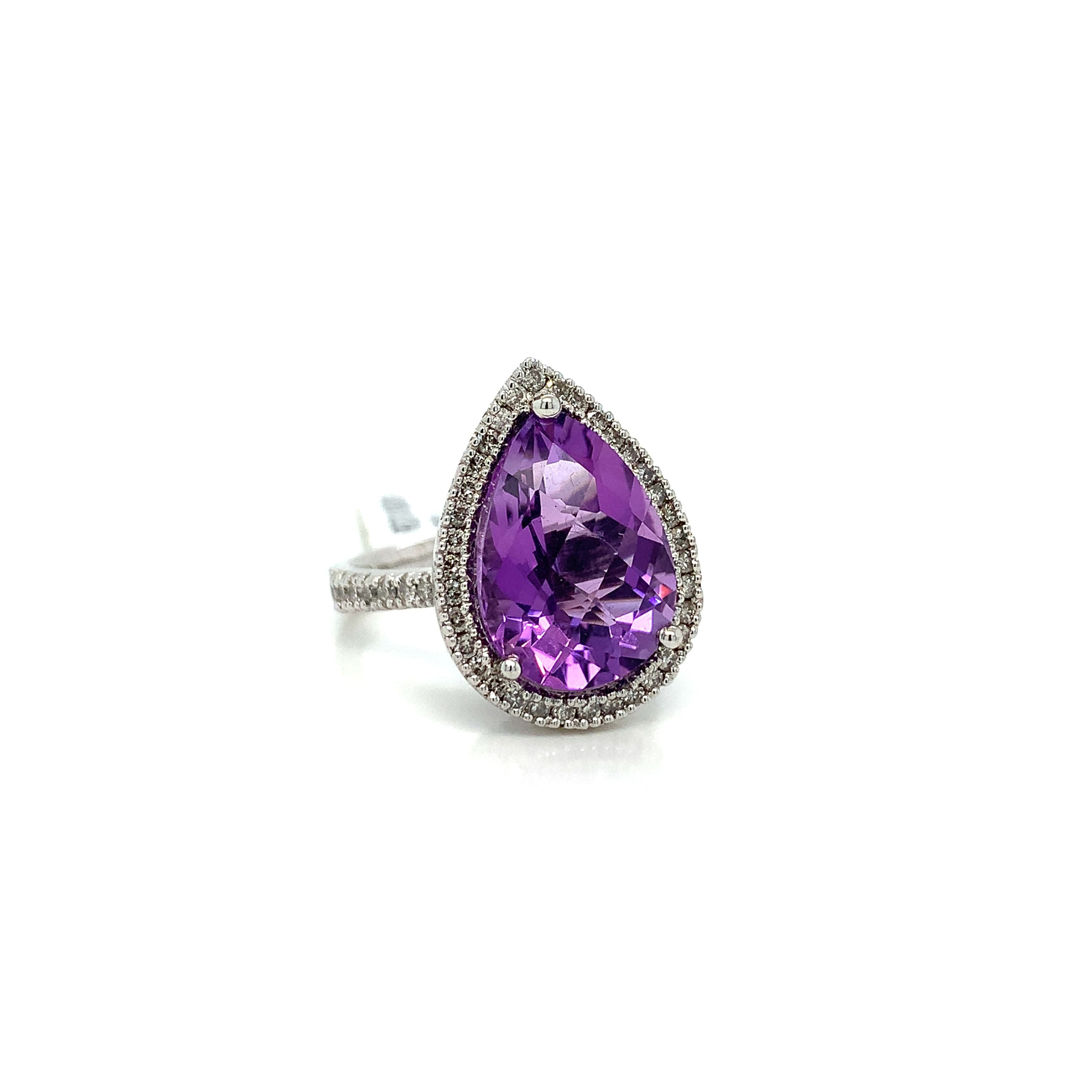 AMETHYST PEAR SHAPED RING