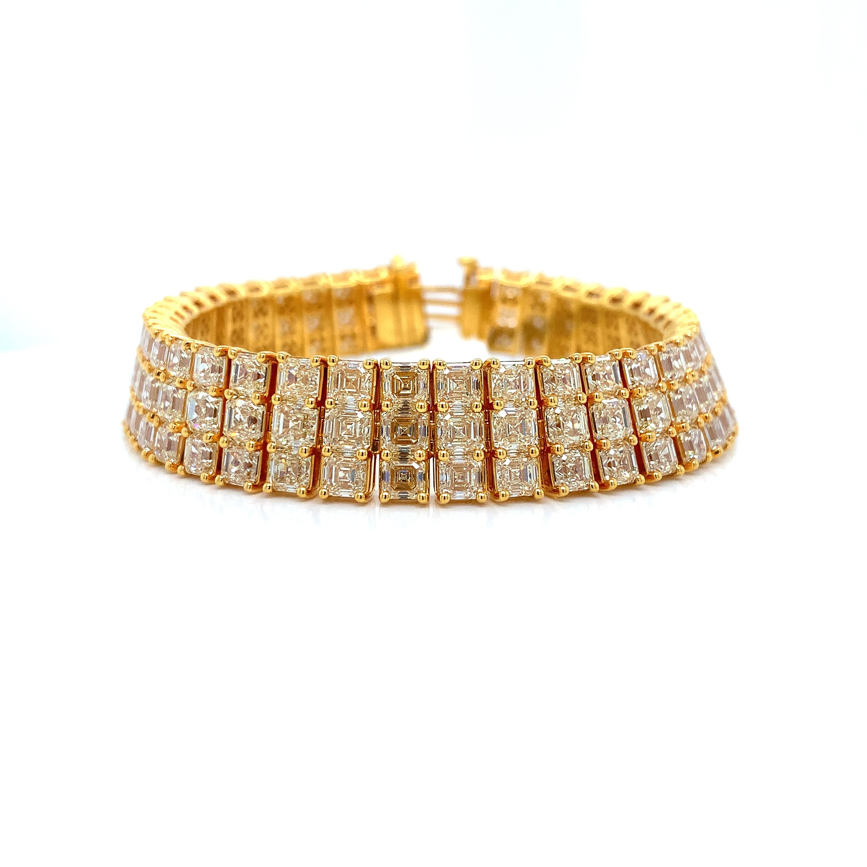 Yellow Gold Band Bracelet with Diamond Only Stones