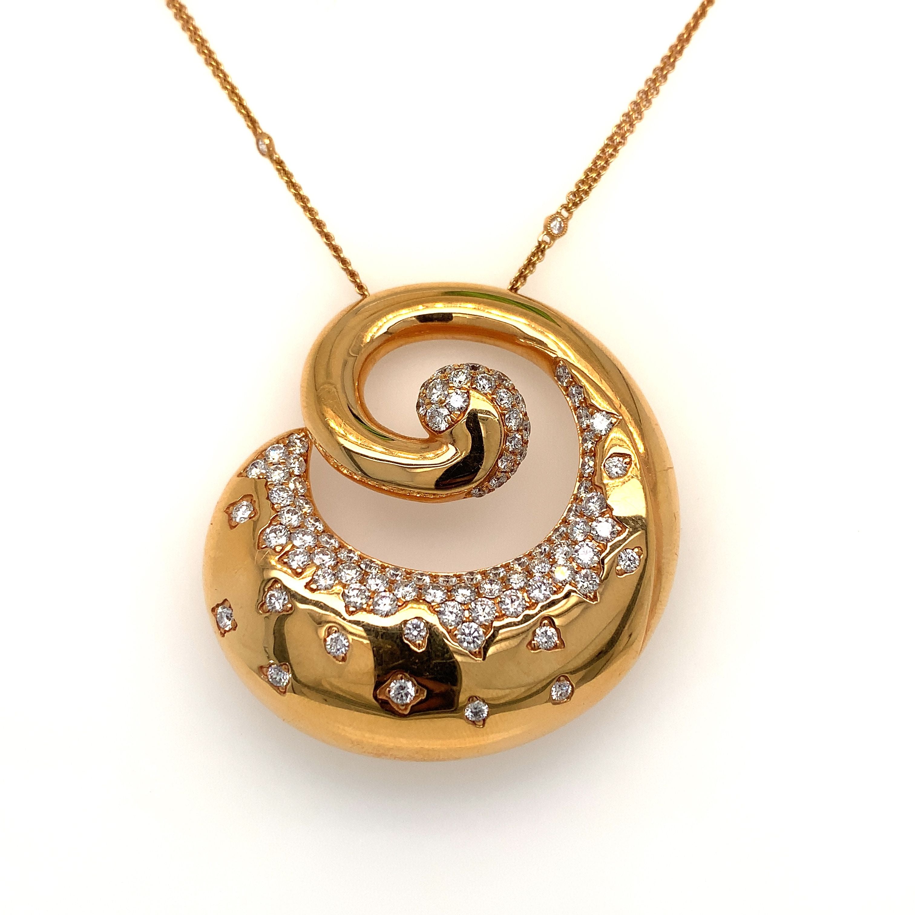 GOLD DIAMOND SWIRL NECKLACE