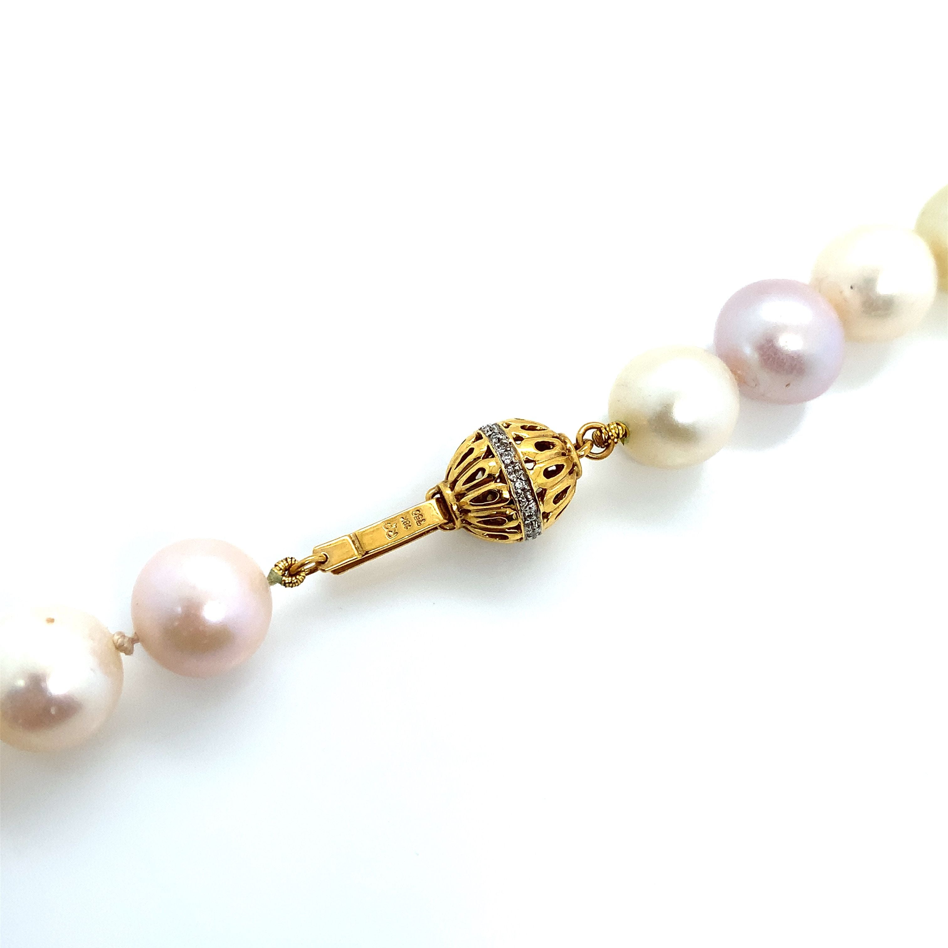 Yellow Gold Necklace with Pearl Stones