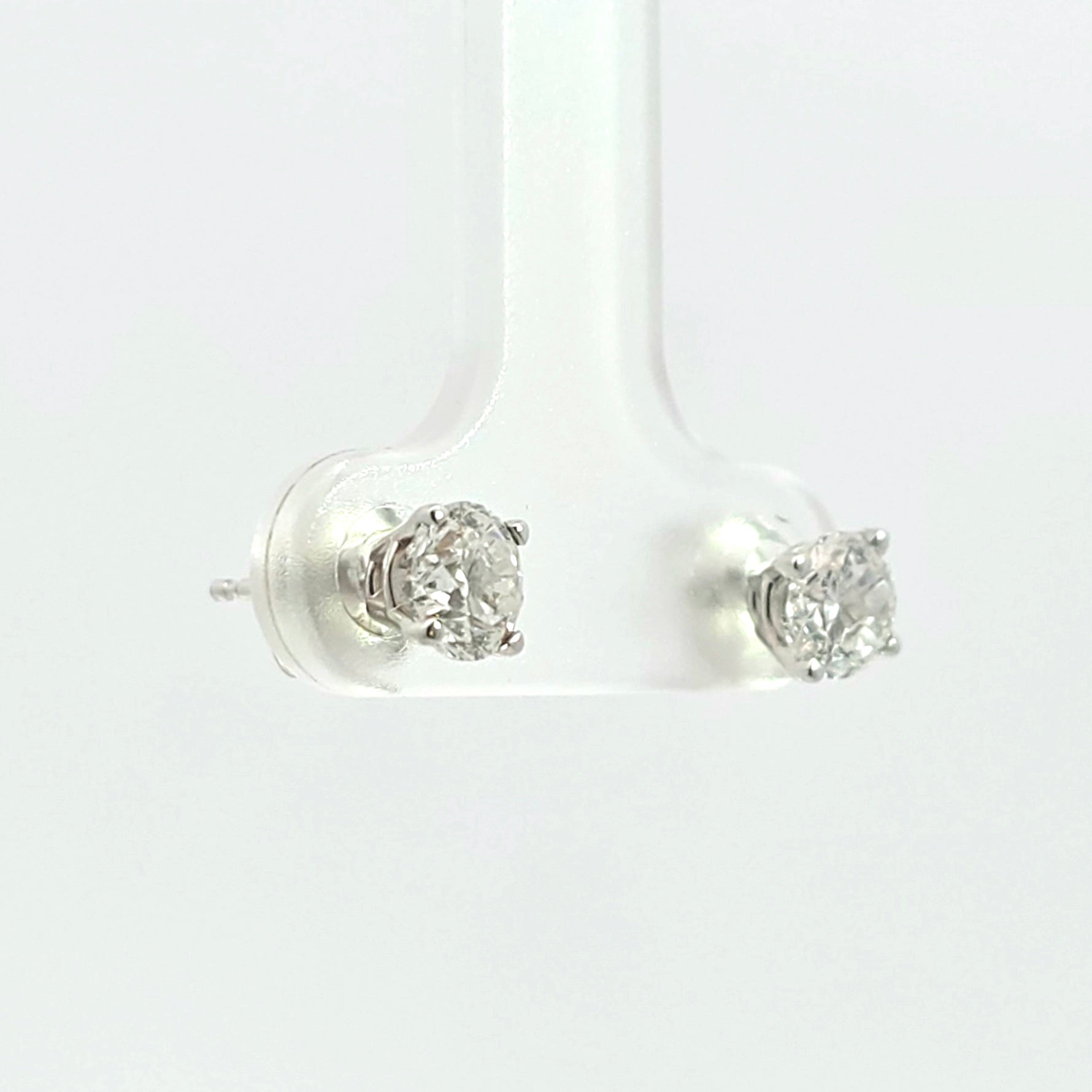 White Gold Stud Earrings with Diamond Only Stones