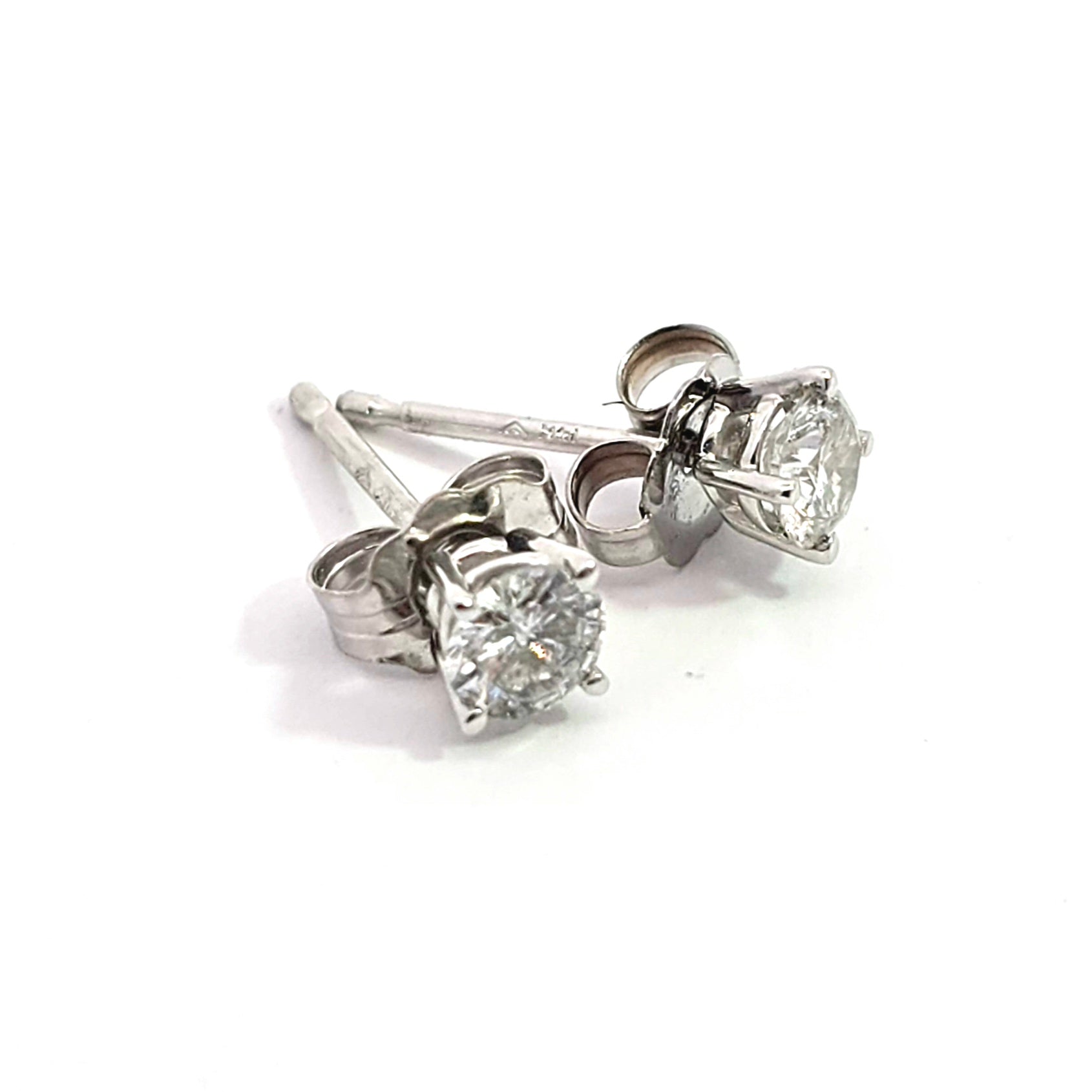 White Gold Stud Earrings with Diamond Only Stones