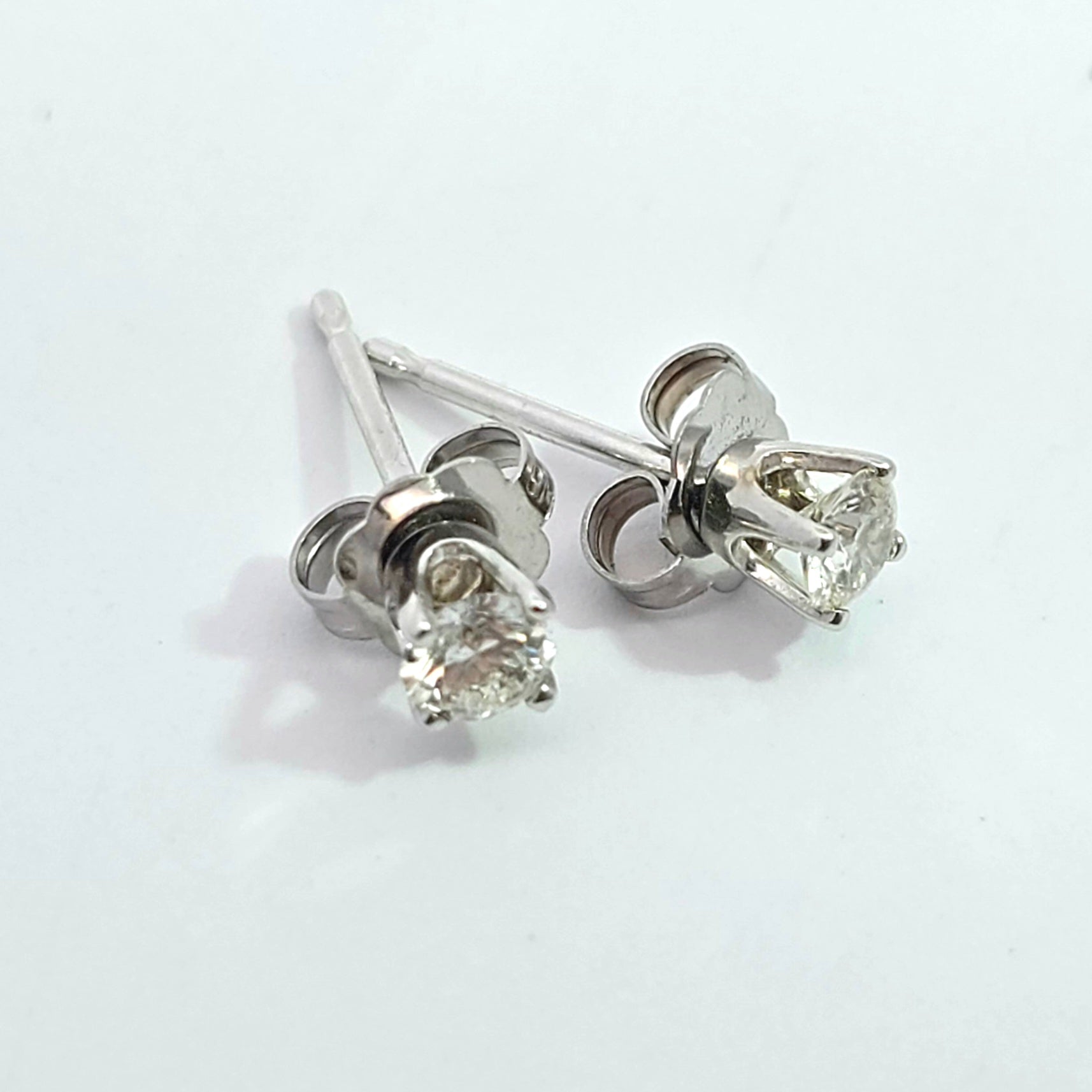 White Gold Stud Earrings with Diamond Only Stones