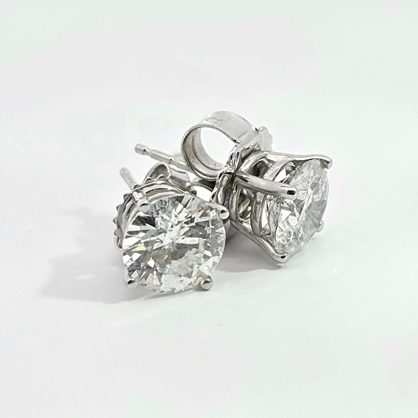 White Gold Stud Earrings with Diamond Only Stones