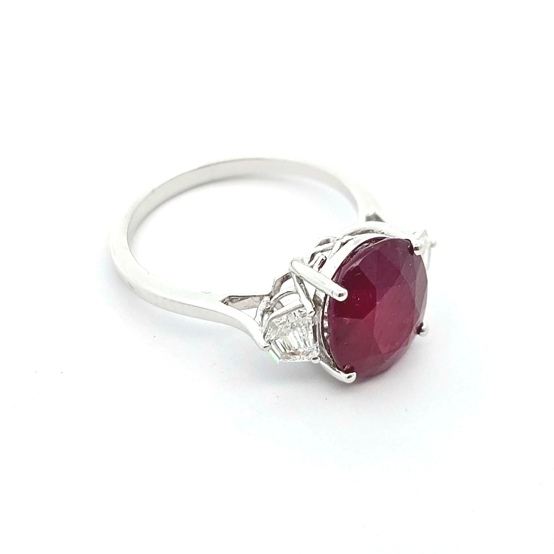 White Gold Ring with Diamond, Ruby Stones