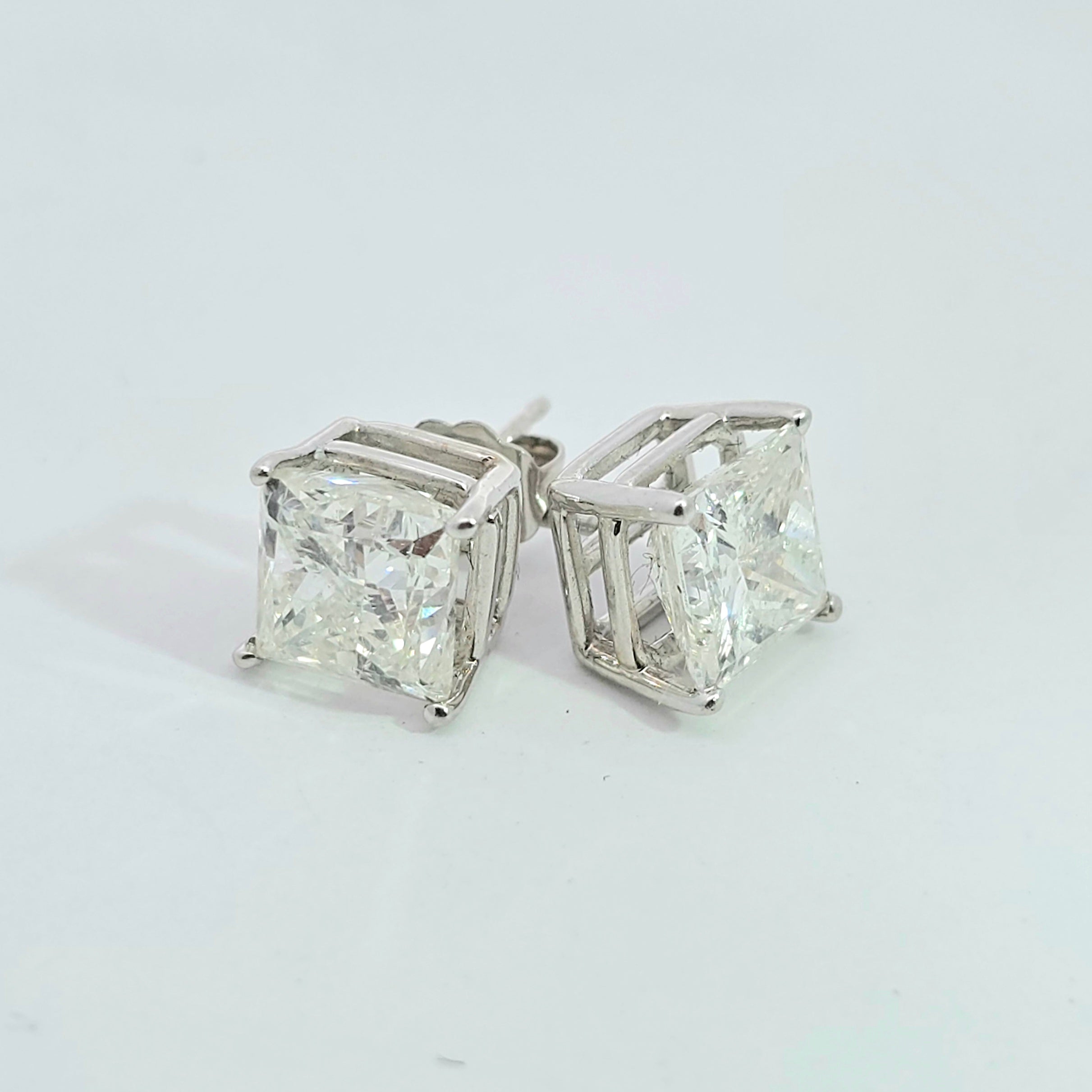 White Gold Stud Earrings with Diamond Only Stones