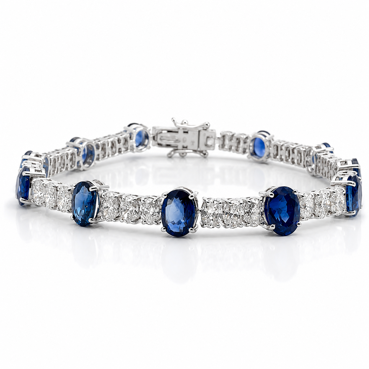 White Gold Sapphire and Diamond Bracelet