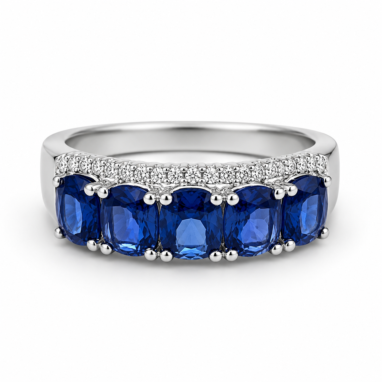 White Gold Sapphire and Diamond Ring