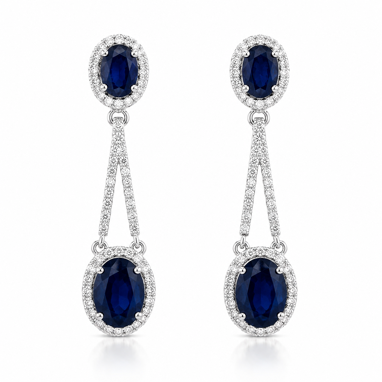 White Gold Sapphire and Diamond Earrings