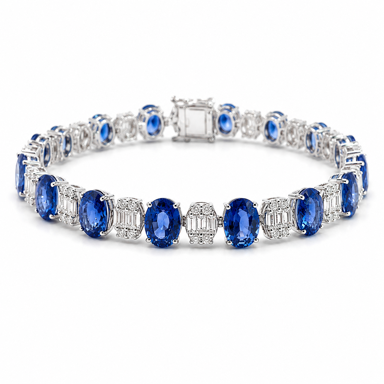 White Gold Sapphire and Diamond Bracelet