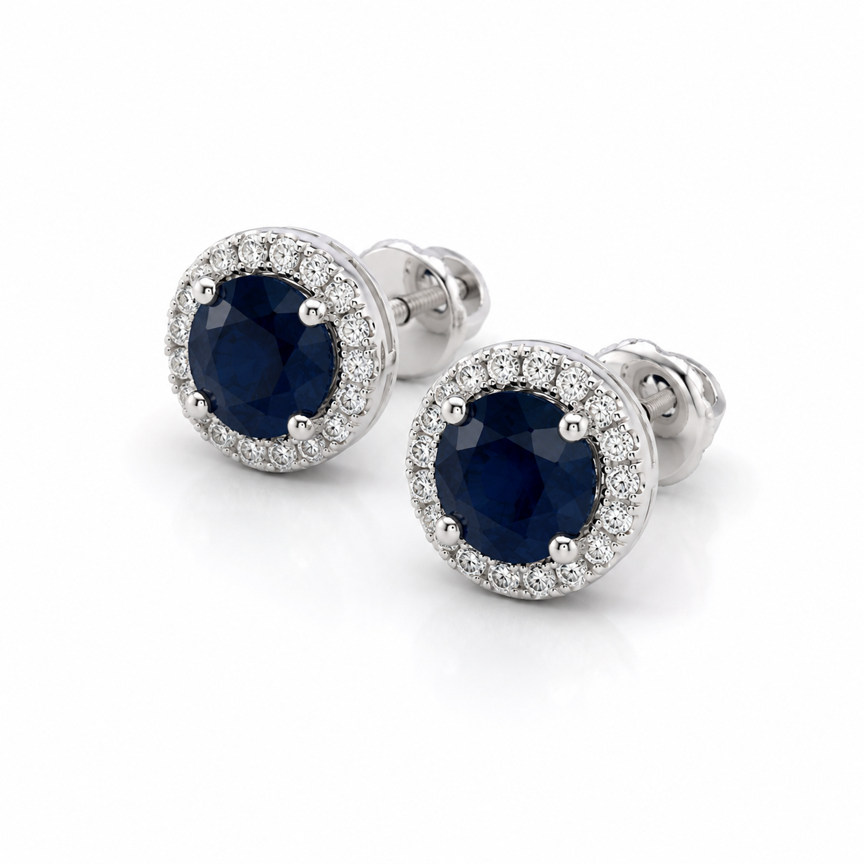White Gold Sapphire and Diamond Earrings