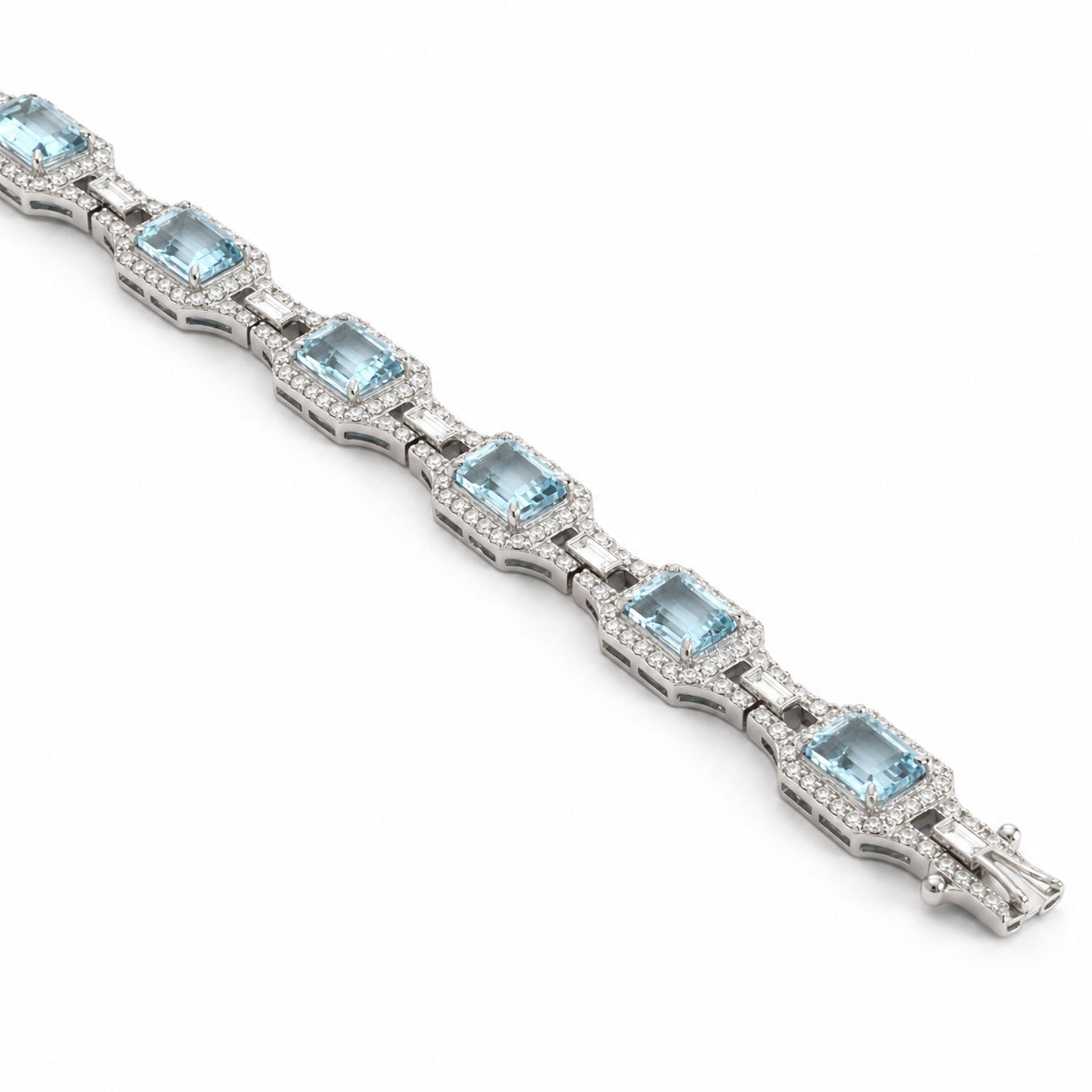 White Gold Aquamarine and Diamond Bracelet