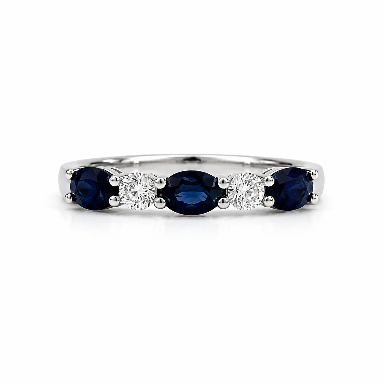 White Gold Sapphire and Diamond Ring
