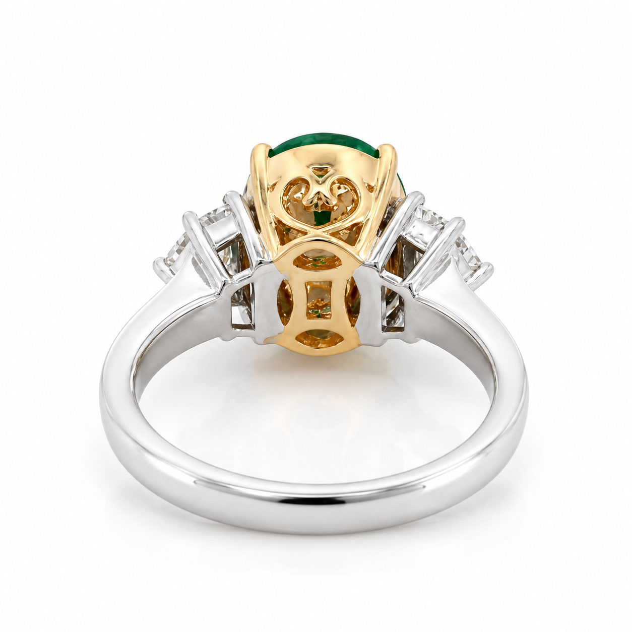 White Gold Emerald and Diamond Ring