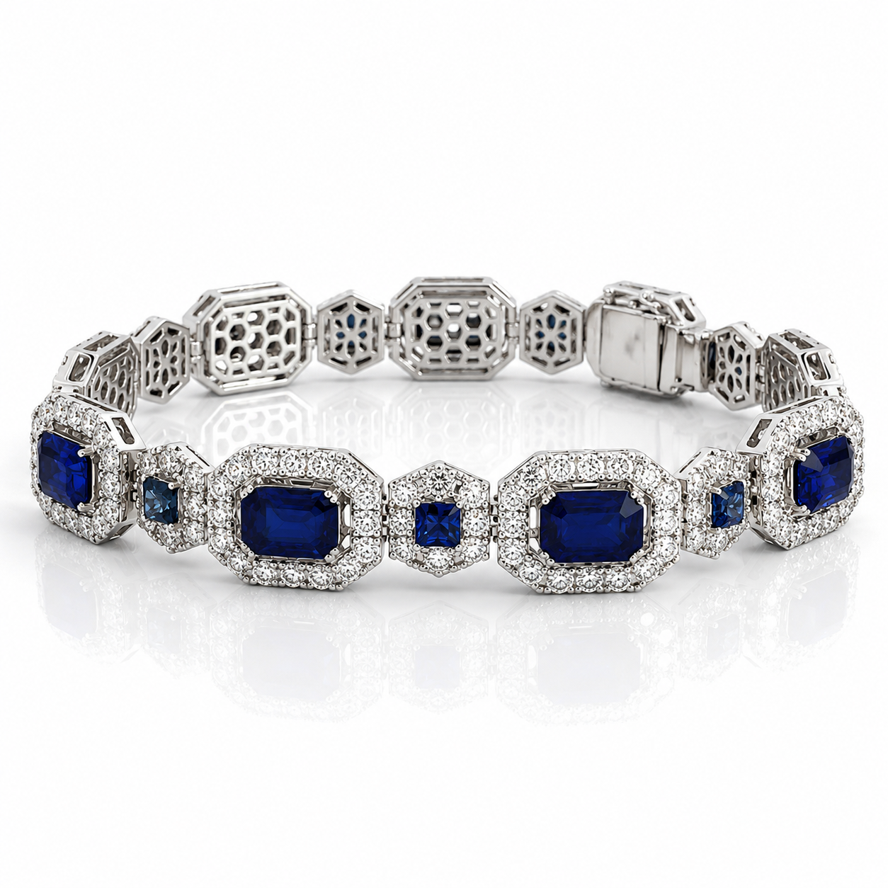 White Gold Sapphire and Diamond Bracelet