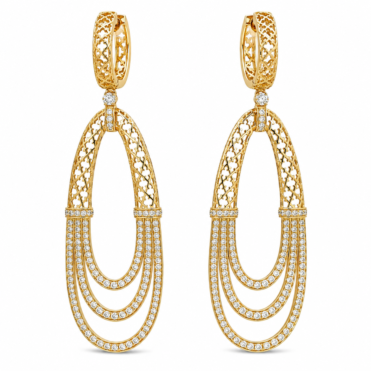 Yellow Gold Diamond Earrings