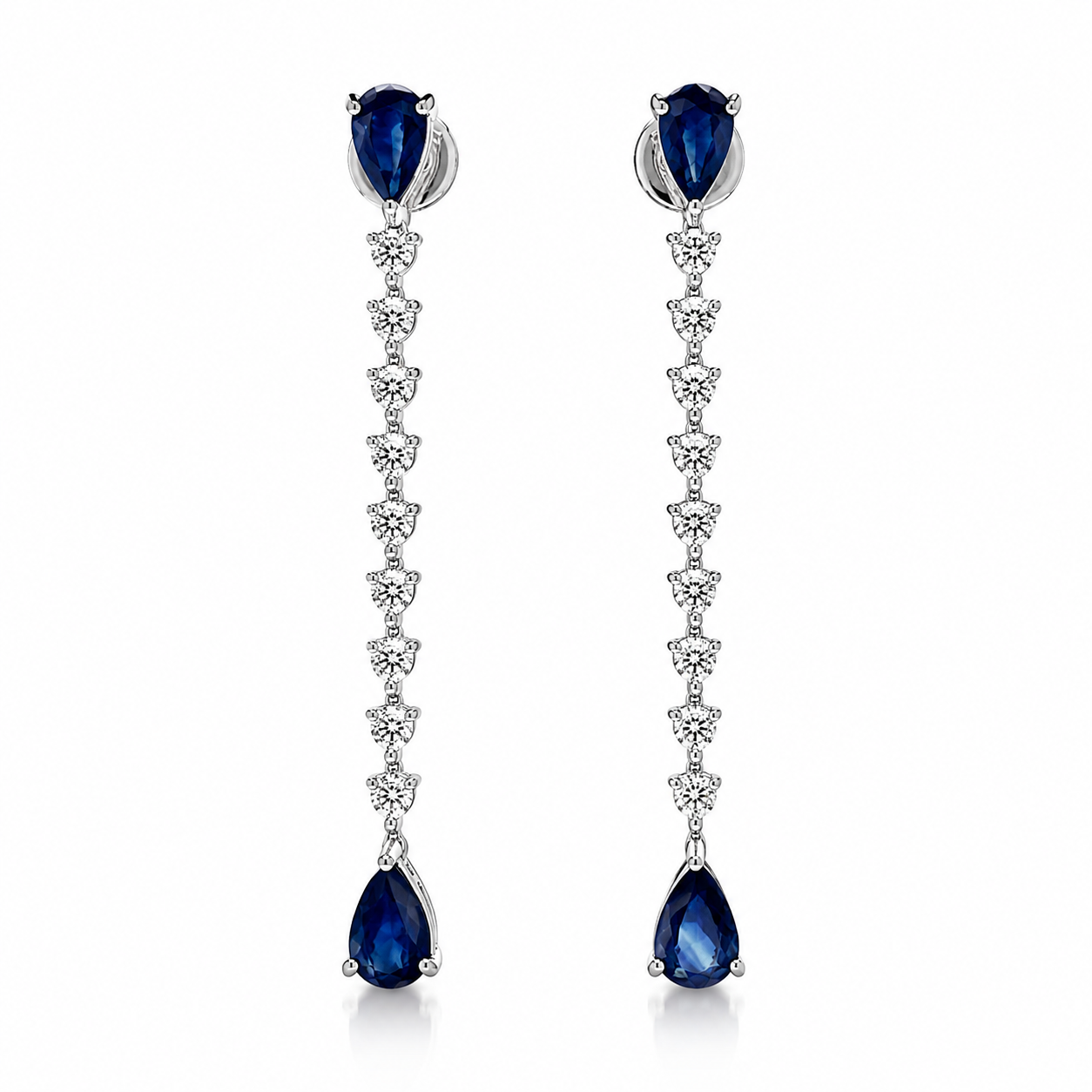 White Gold Sapphire and Diamond Earrings