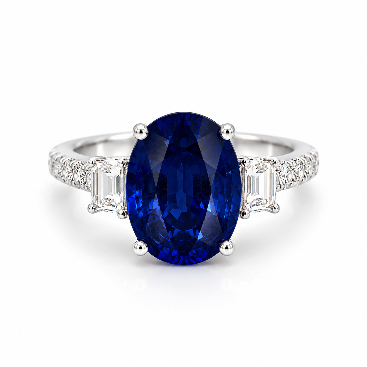 White Gold Sapphire and Diamond Ring