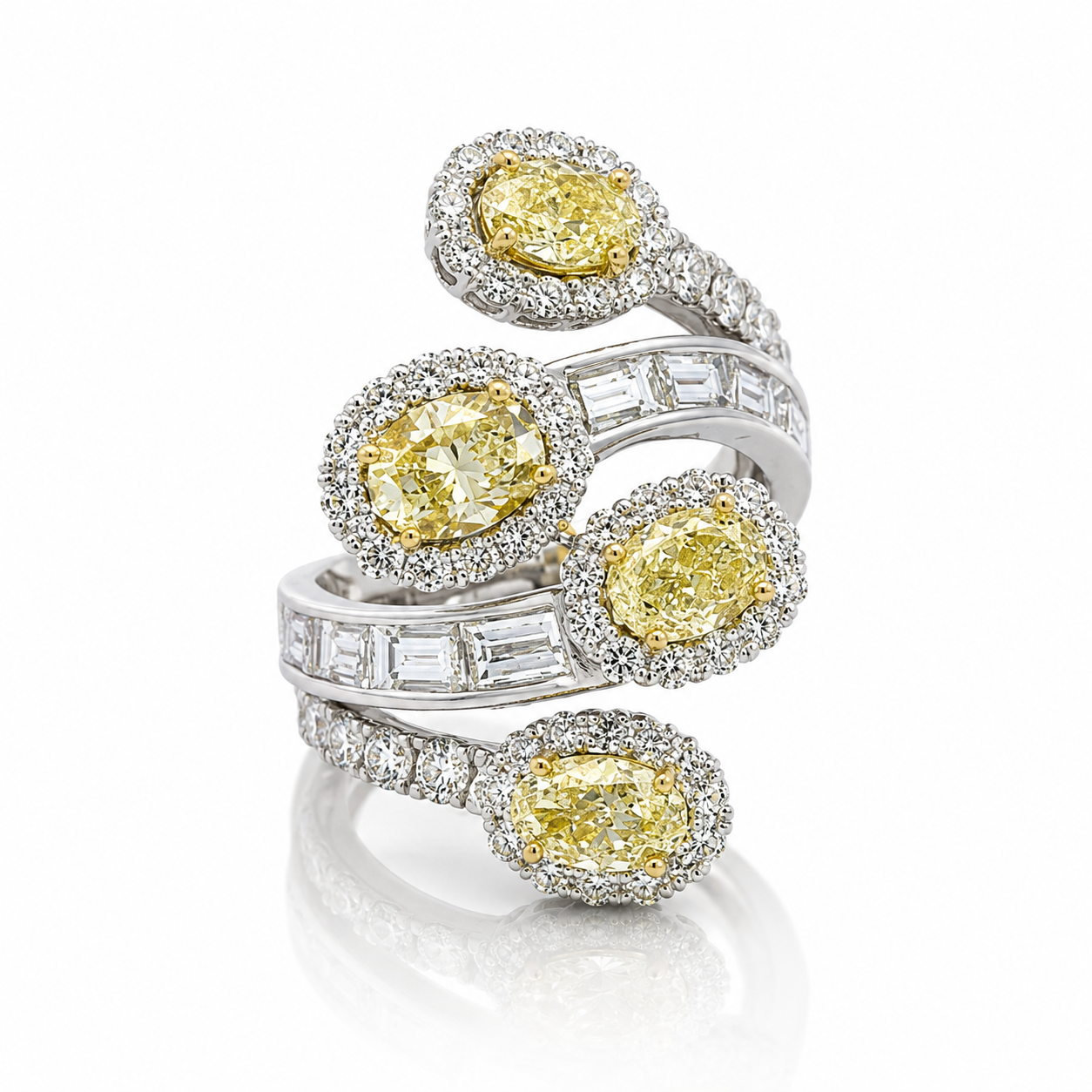 White Gold Yellow and White Diamond Ring