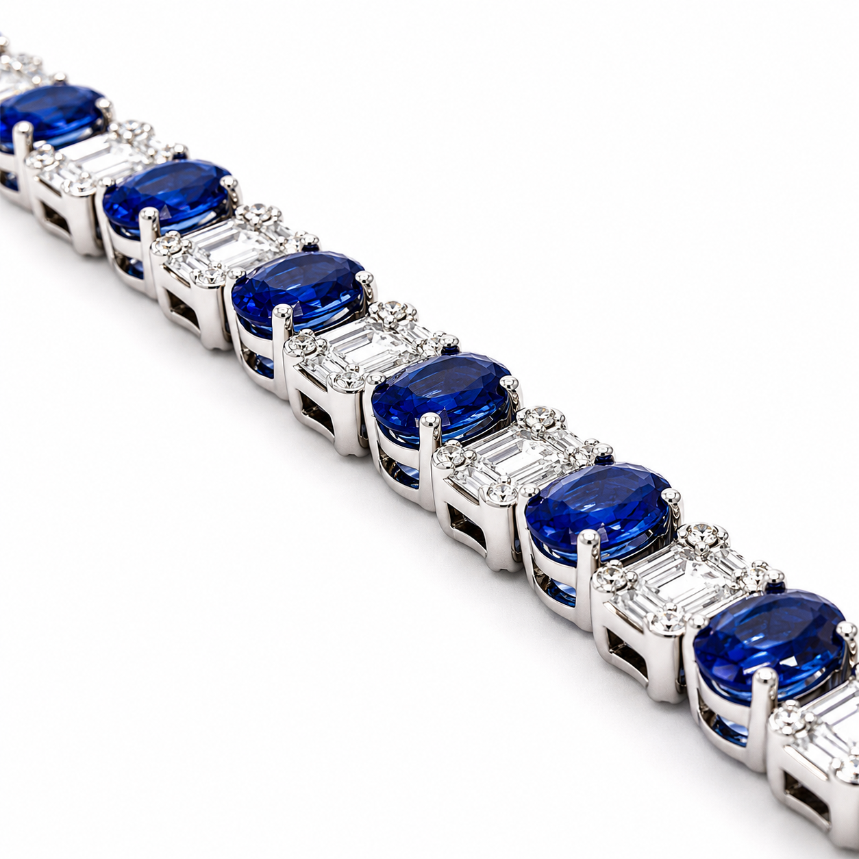 White Gold Sapphire and Diamond Bracelet