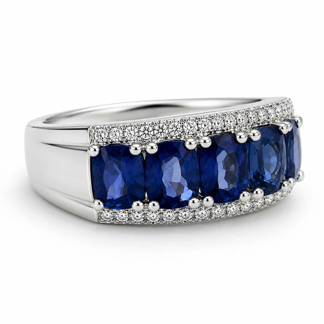 White Gold Sapphire and Diamond Ring