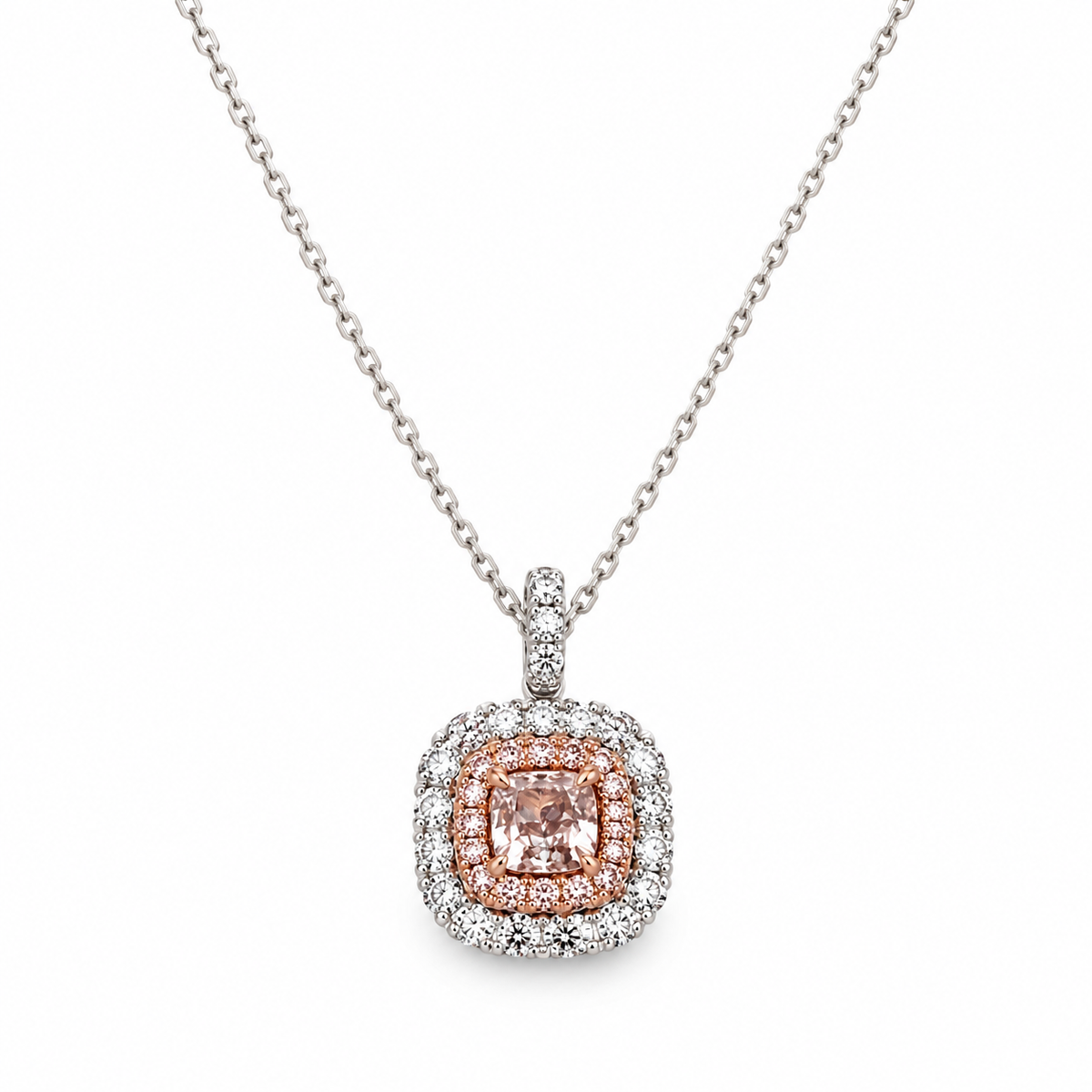 White Gold Pink Diamond Pendant
