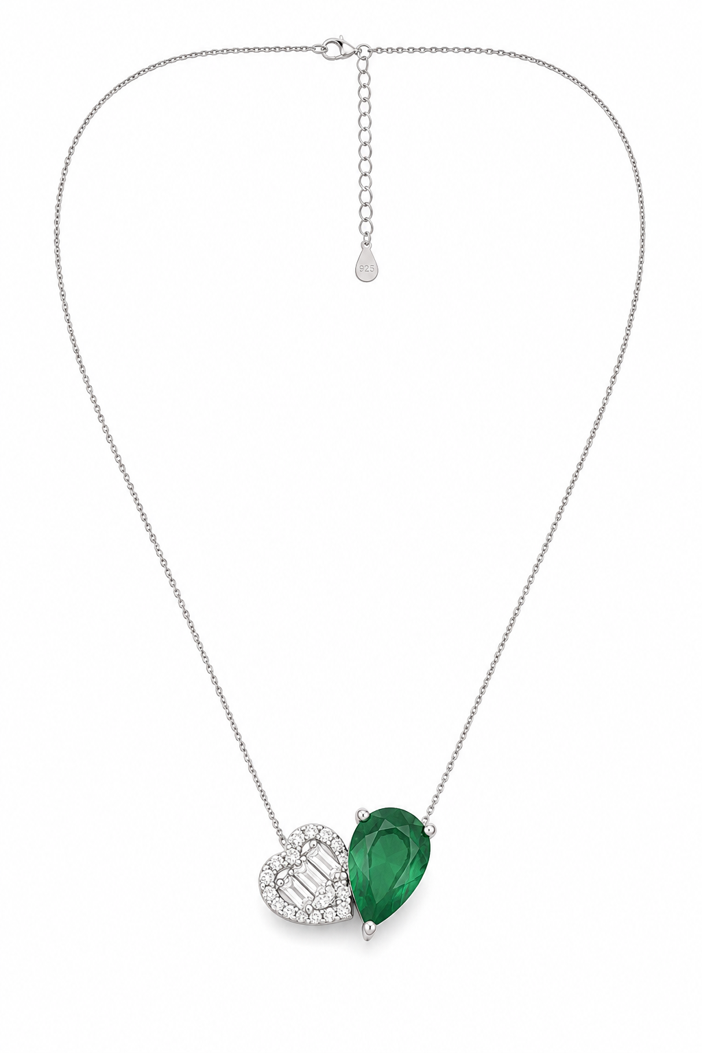 White Gold Emerald and Diamond Necklace