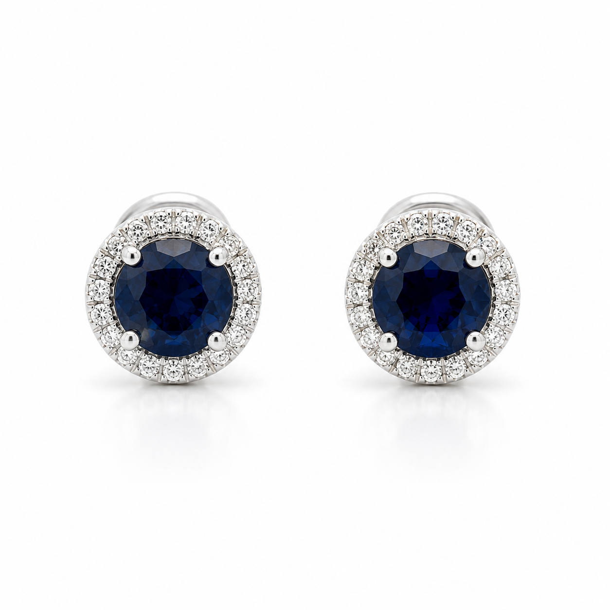 White Gold Sapphire and Diamond Earrings