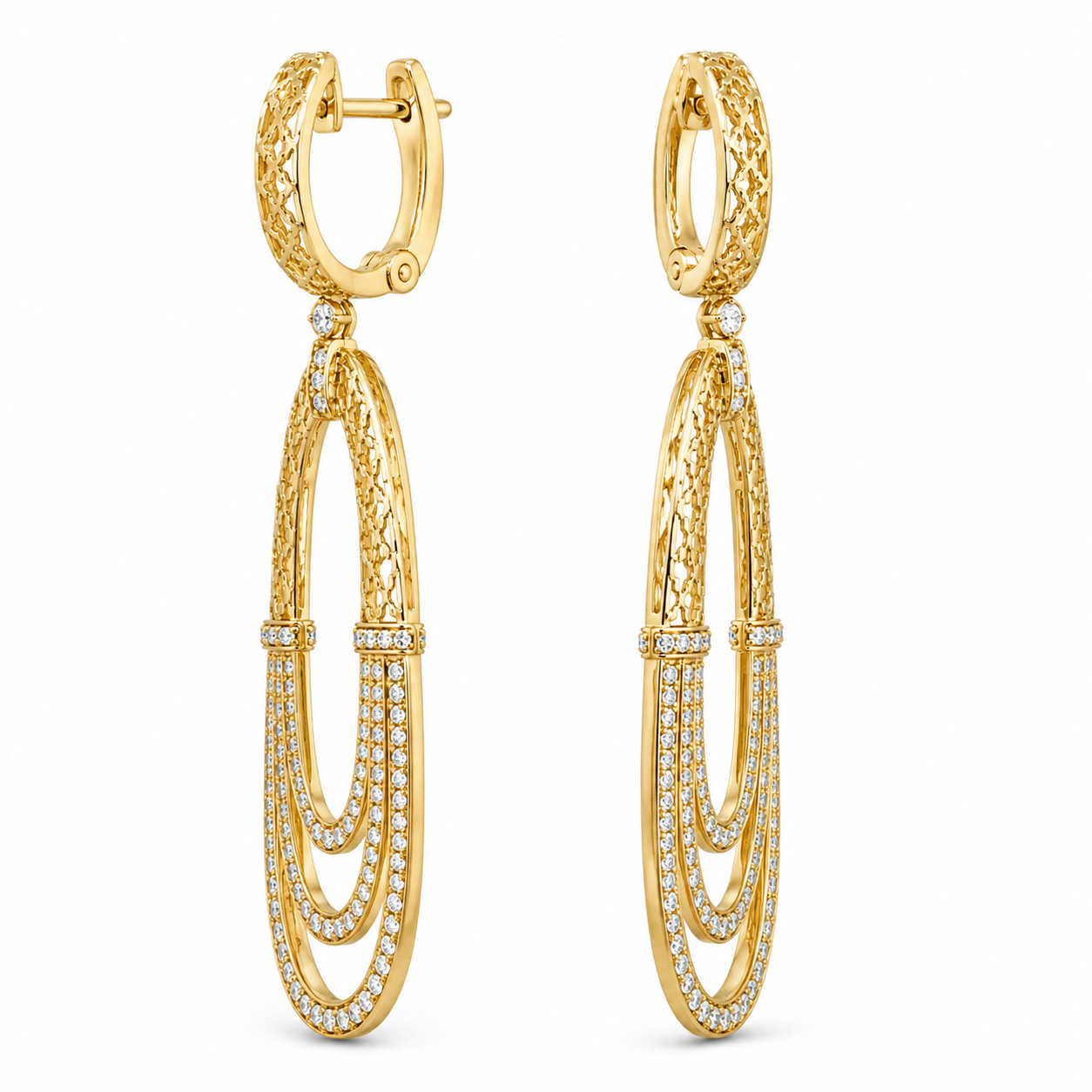 Yellow Gold Diamond Earrings