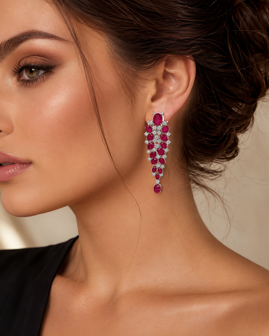 White Gold Ruby Earrings