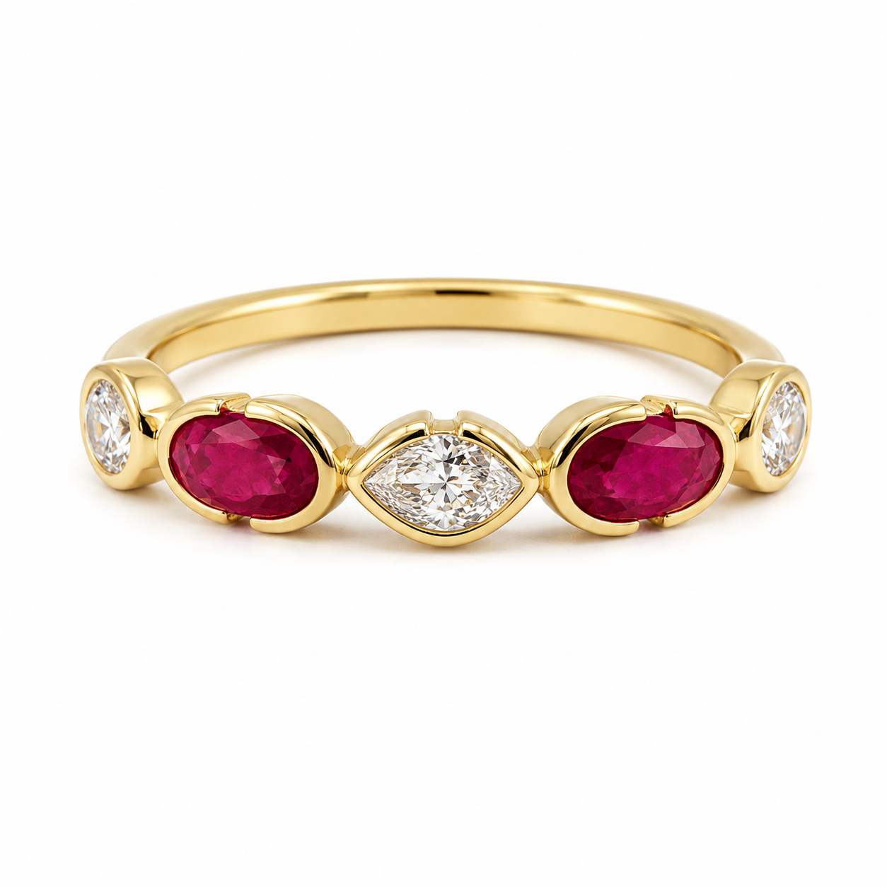 Yellow Gold Ruby and Diamond Ring