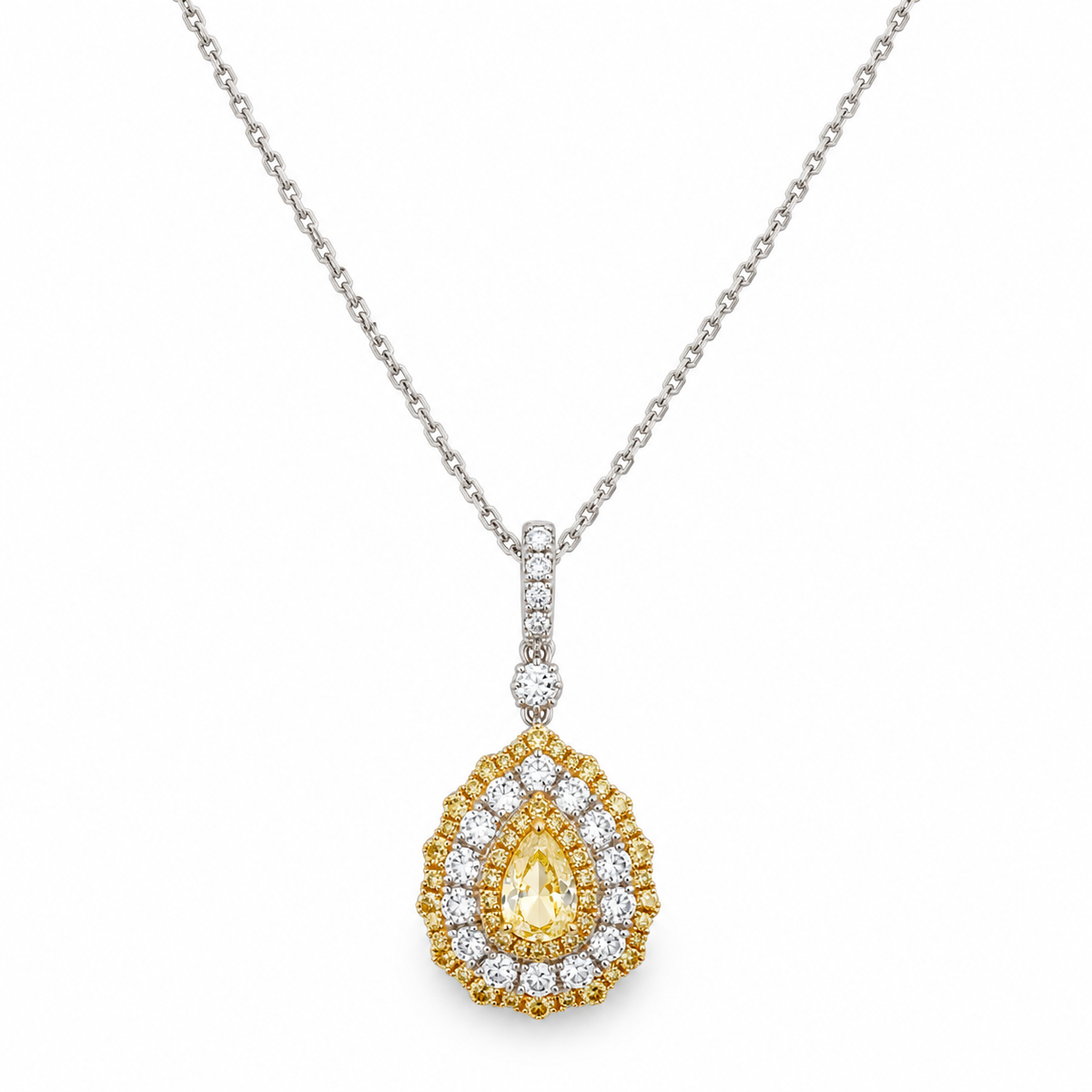 White Gold Yellow Diamond Pendant