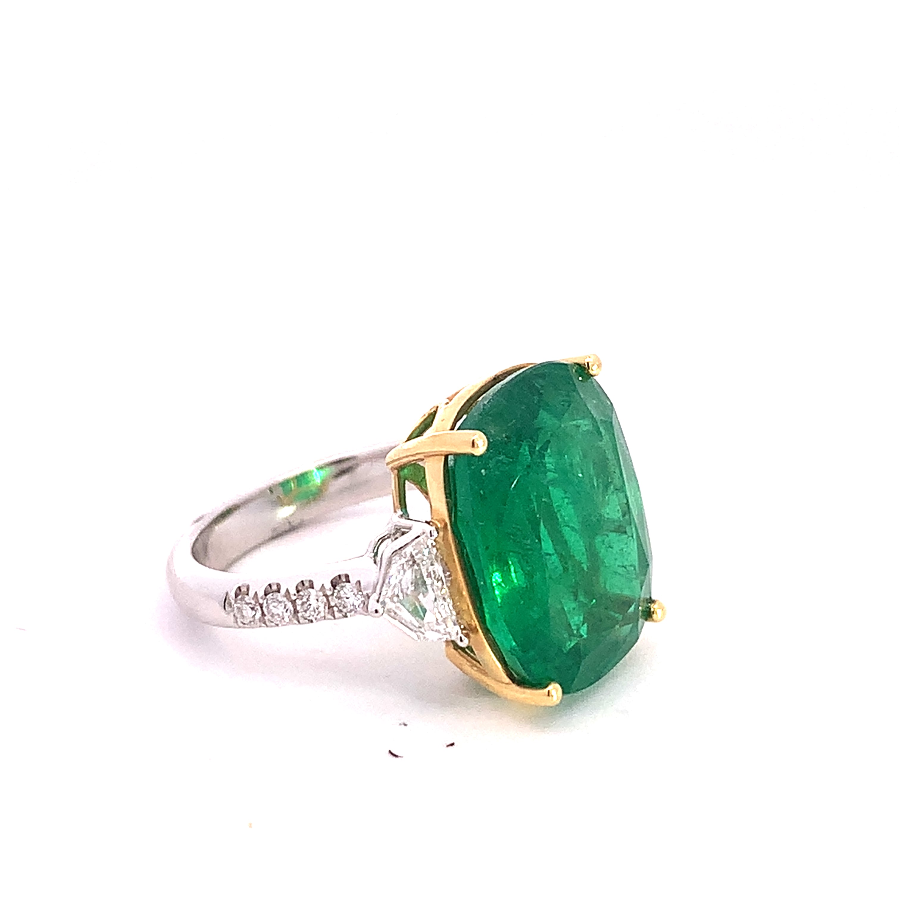 White Gold Emerald and Diamond Ring