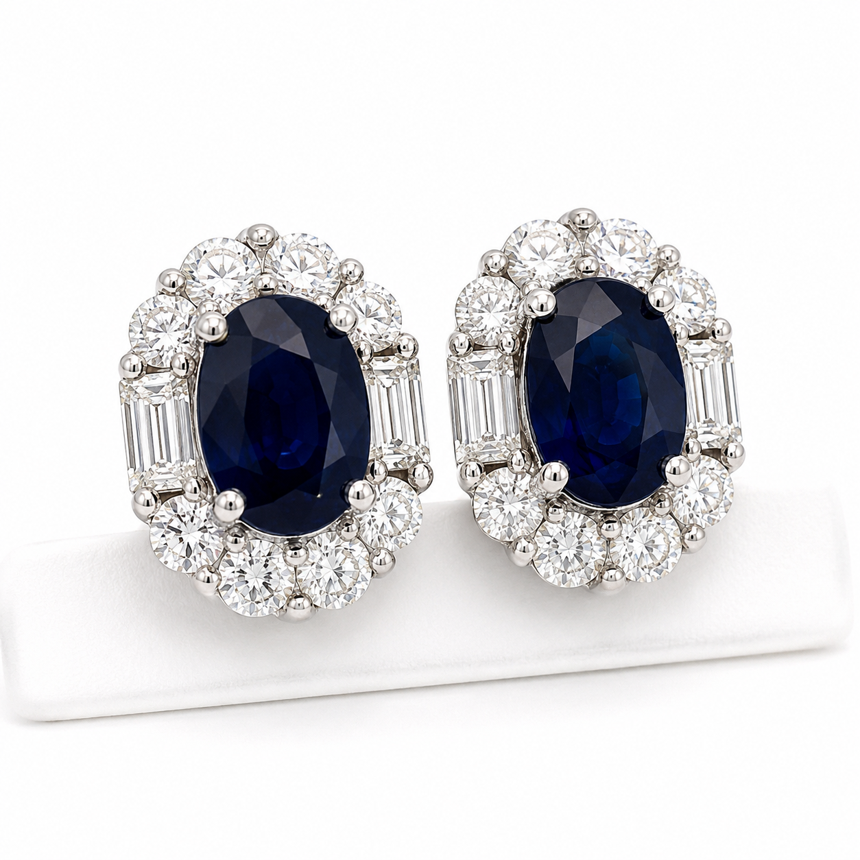 White Gold Sapphire and Diamond Earrings