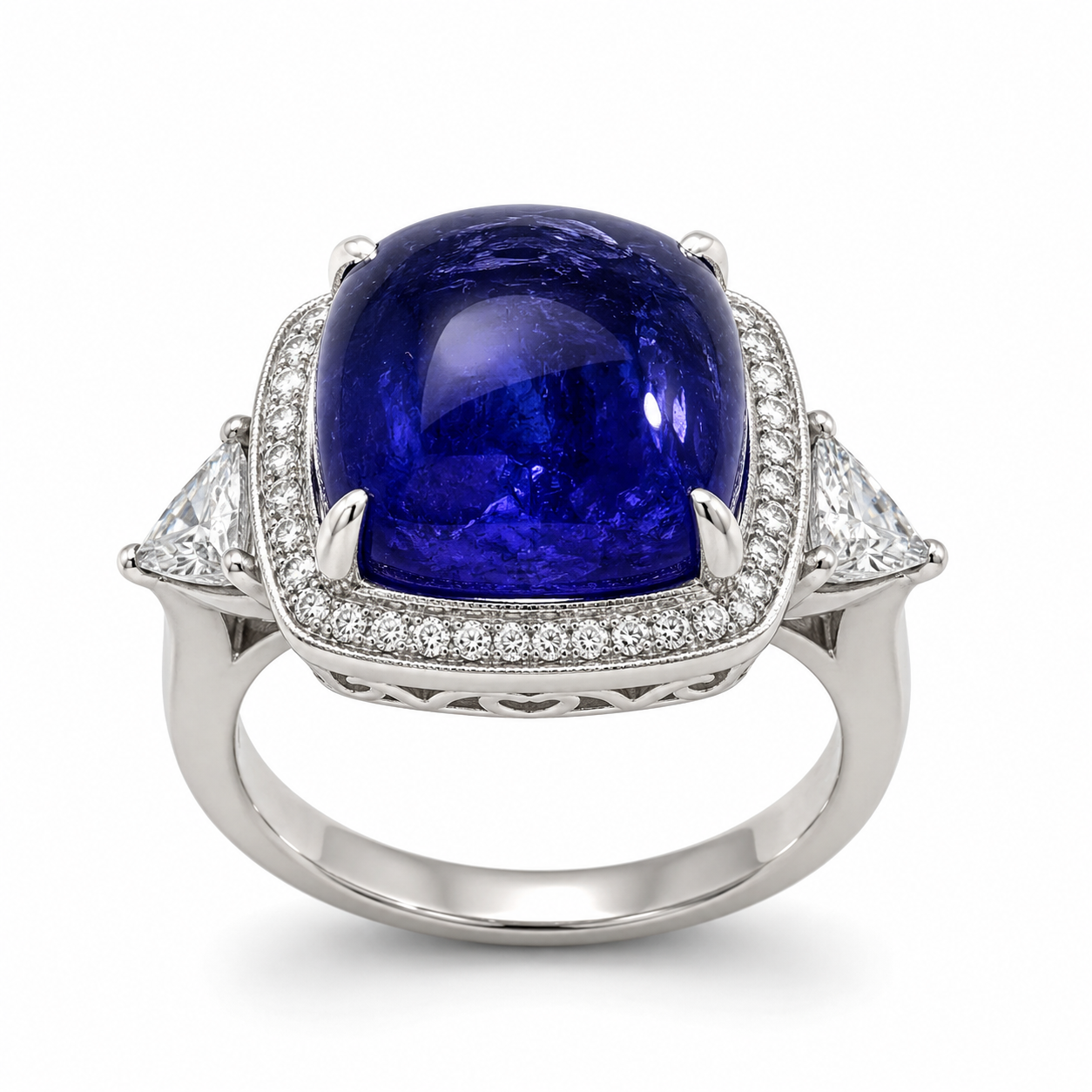 White Gold Tanzanite and Diamond Ring