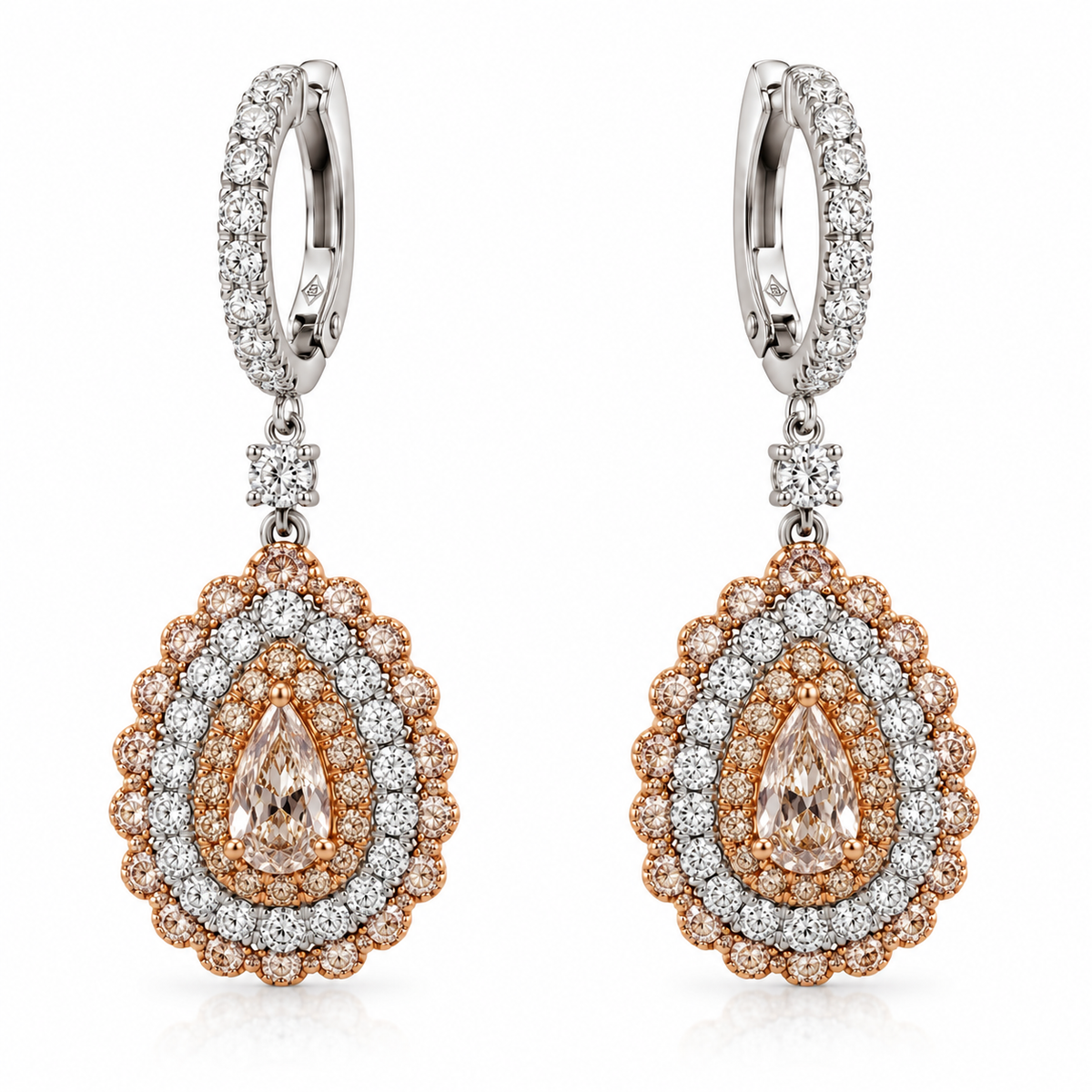 White Gold Pink Diamond Earrings