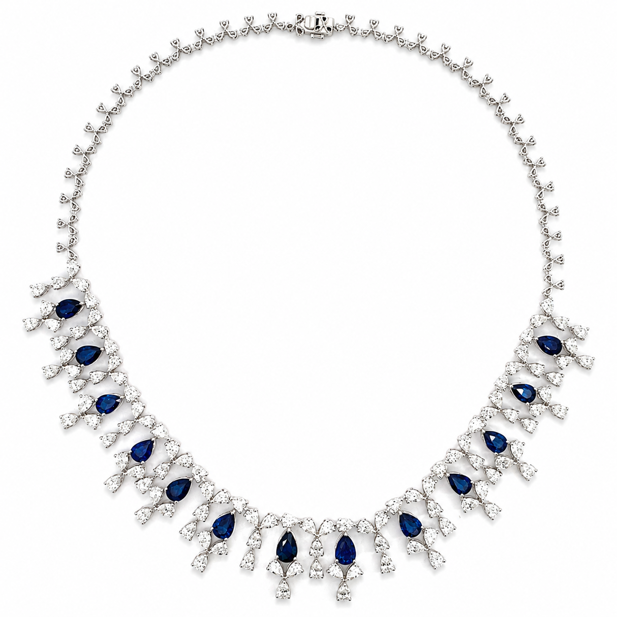 White Gold Sapphire and Diamond Necklace