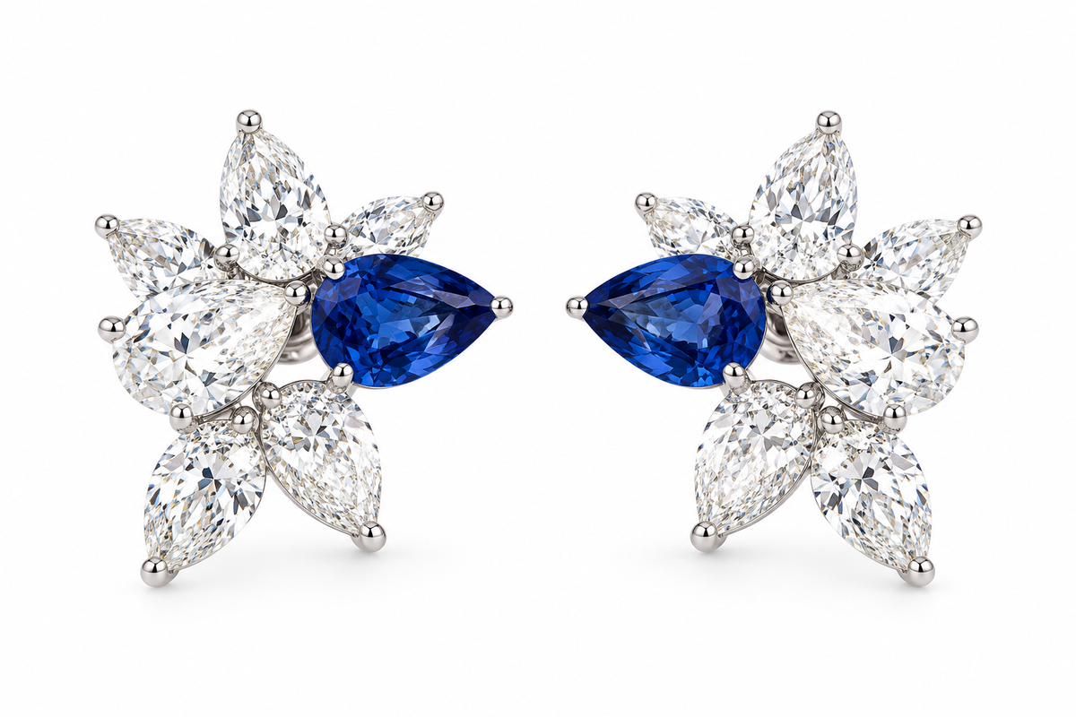 White Gold Sapphire and Diamond Earrings