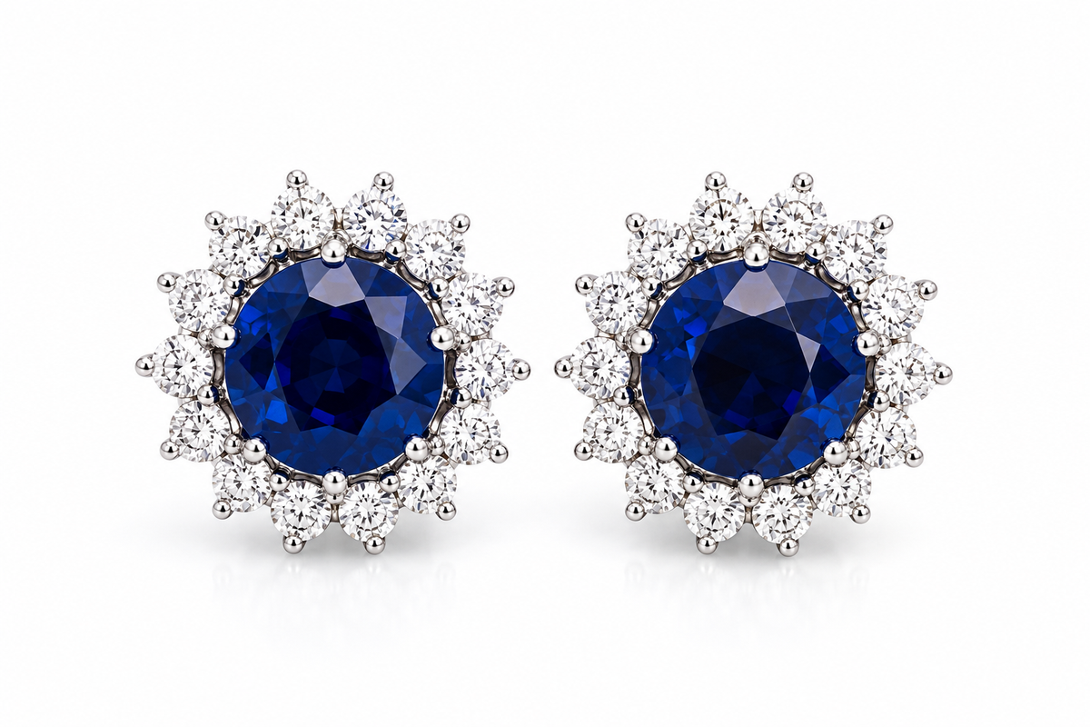 White Gold Sapphire and Diamond Earrings