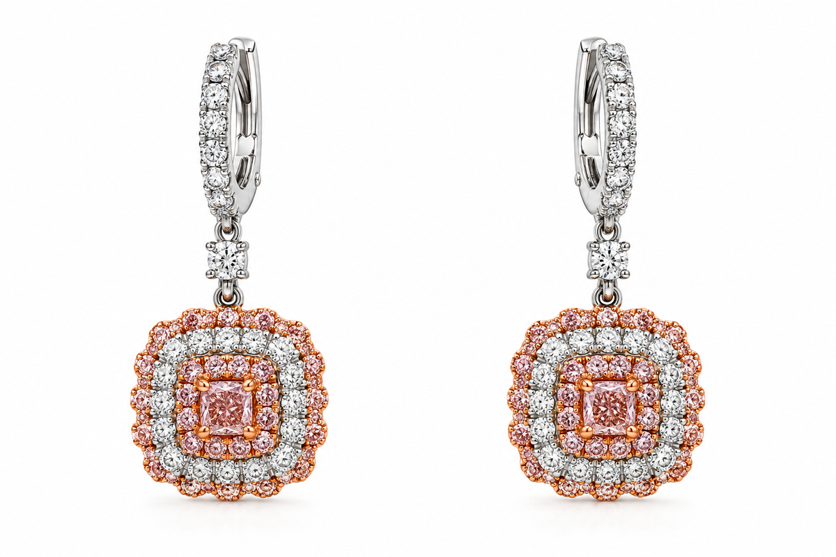 White Gold Pink Diamond Earrings