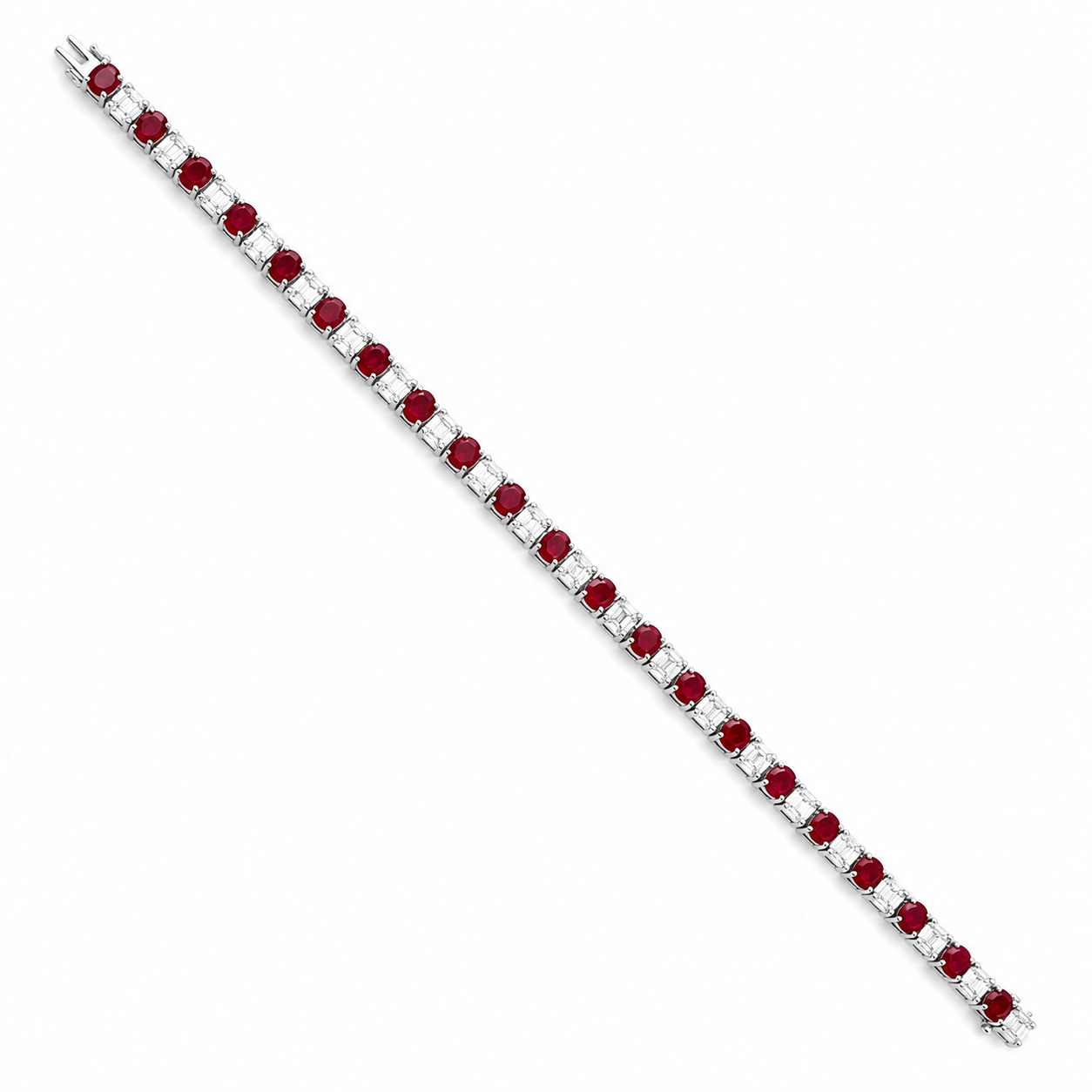 White Gold Rubby and Diamond Bracelet