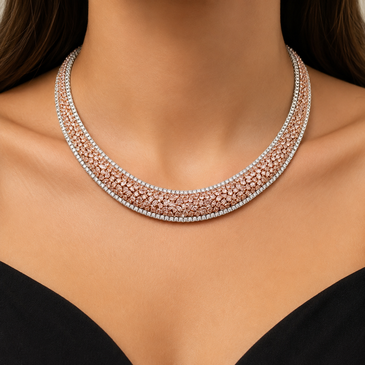 White Gold Pink Diamond Necklace