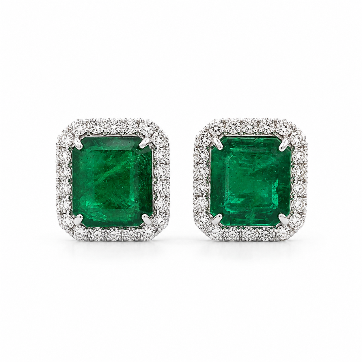 White Gold Emerald Earrings