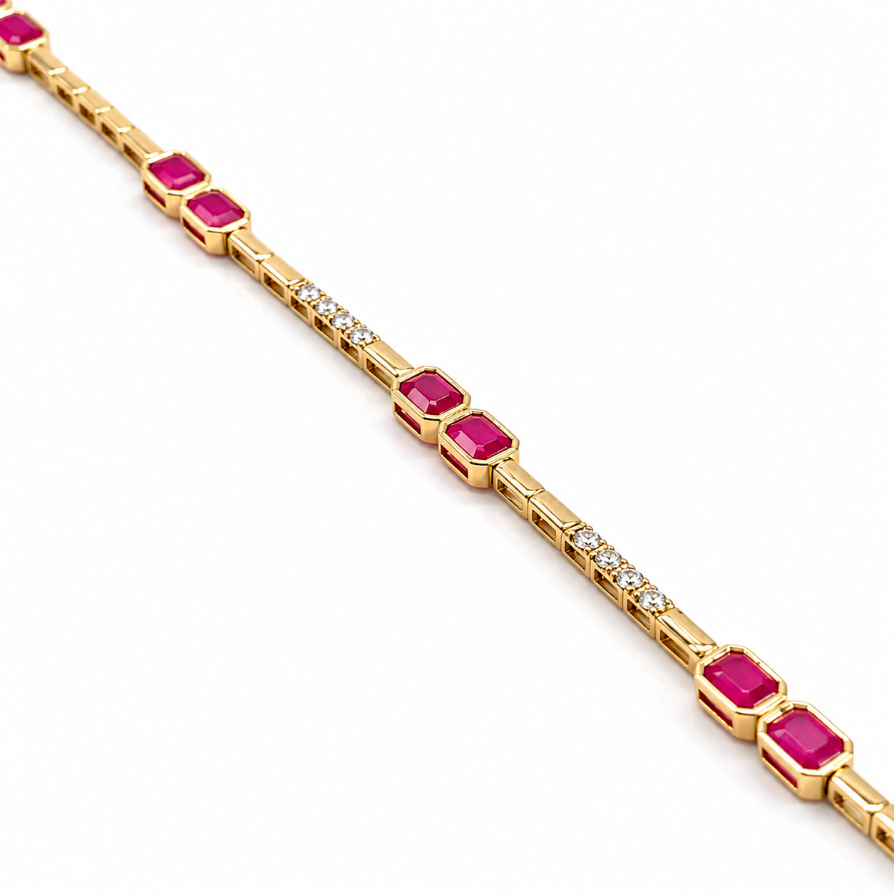 Yellow Gold Diamond and Ruby Bracelet