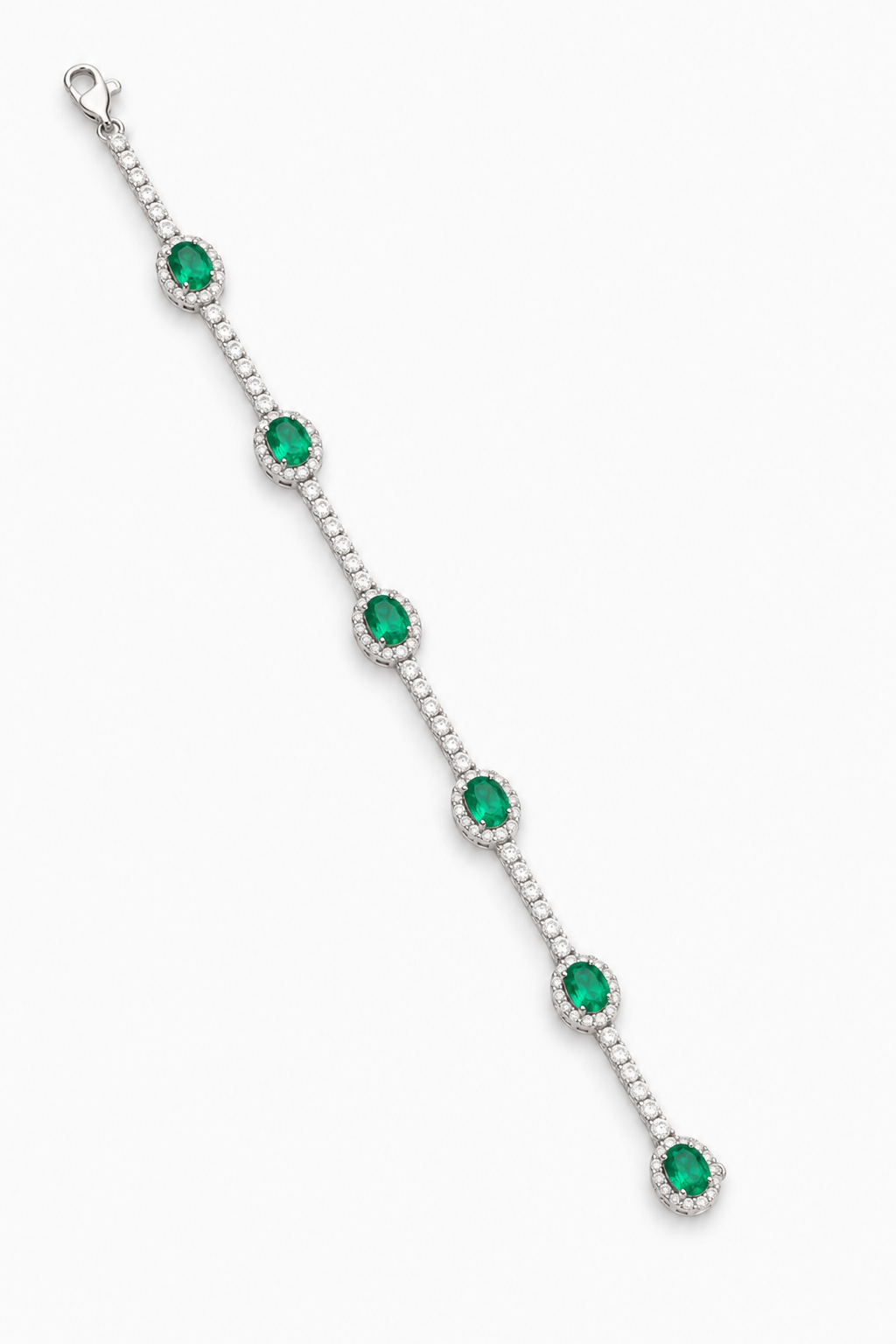 White Gold Emerald and Diamond Bracelet