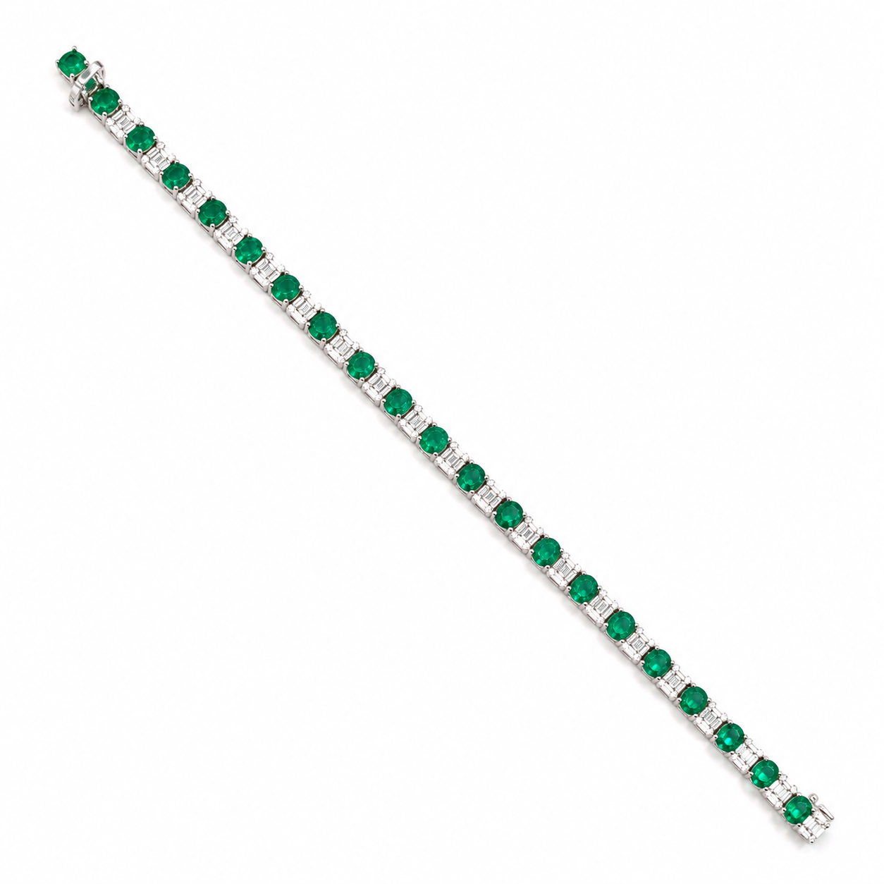 White Gold Emerald and Diamond Bracelet