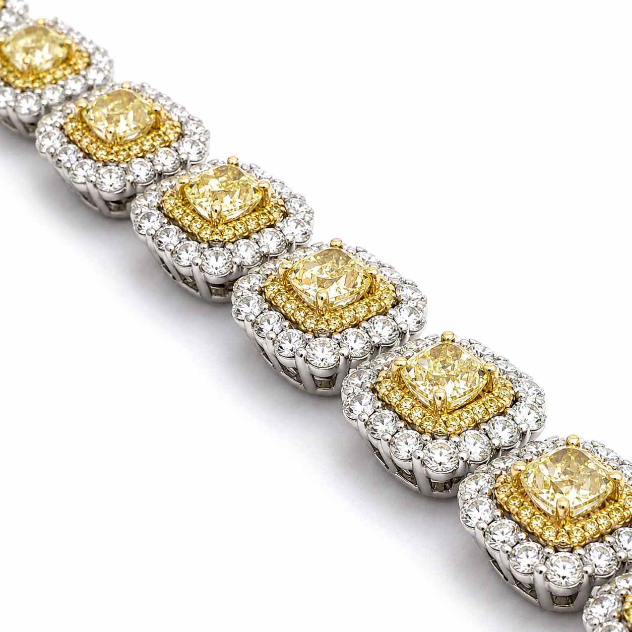 White Gold Yellow and White Diamond Bracelet