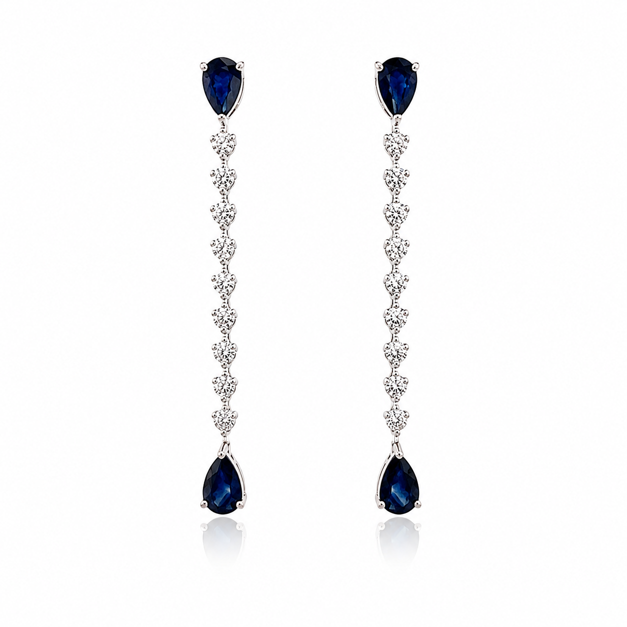 White Gold Sapphire and Diamond Earrings